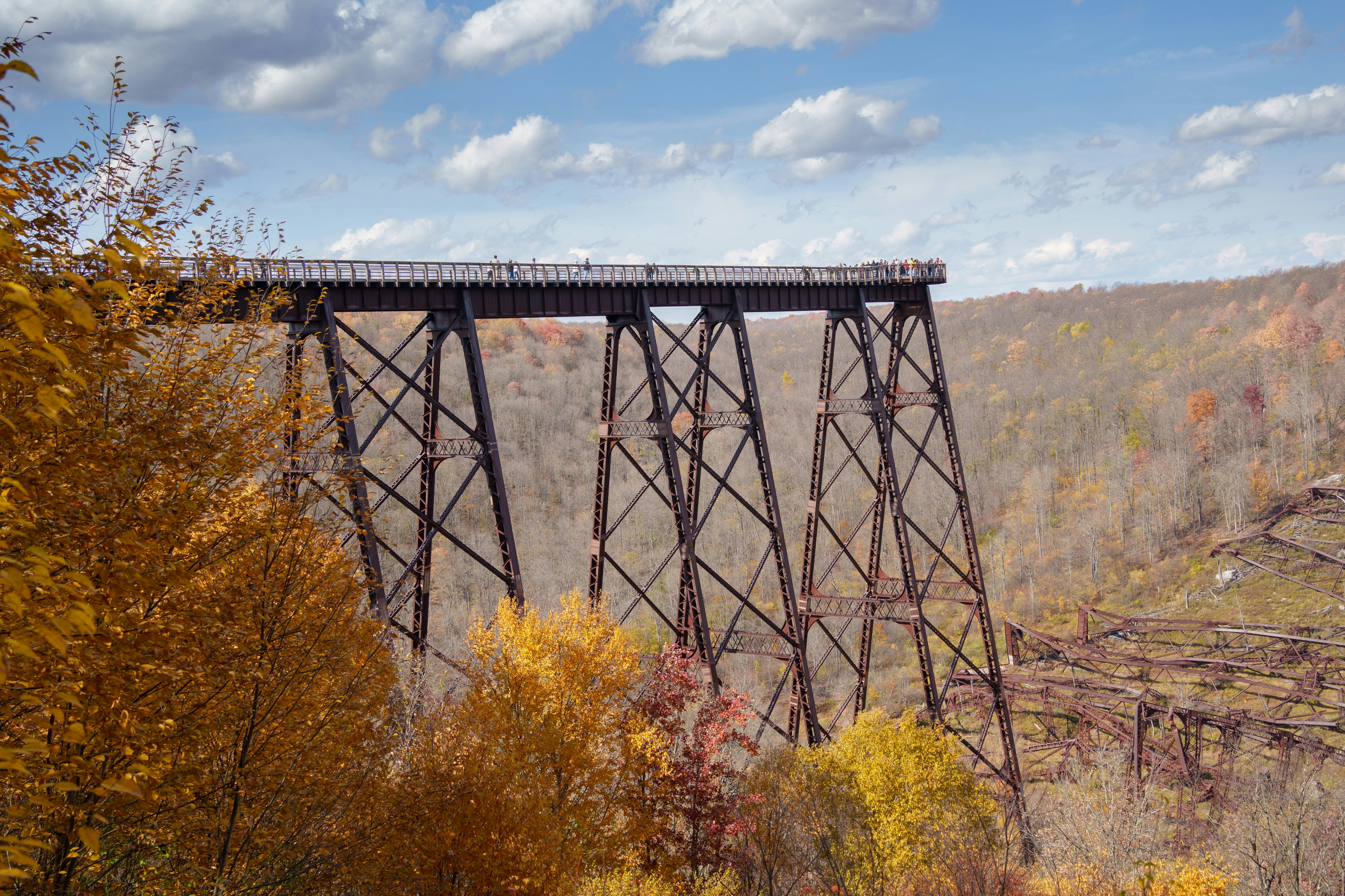 Autumn view of the Kinzua Bridge in Mt. Jewett, Pennsylvania. McKean County