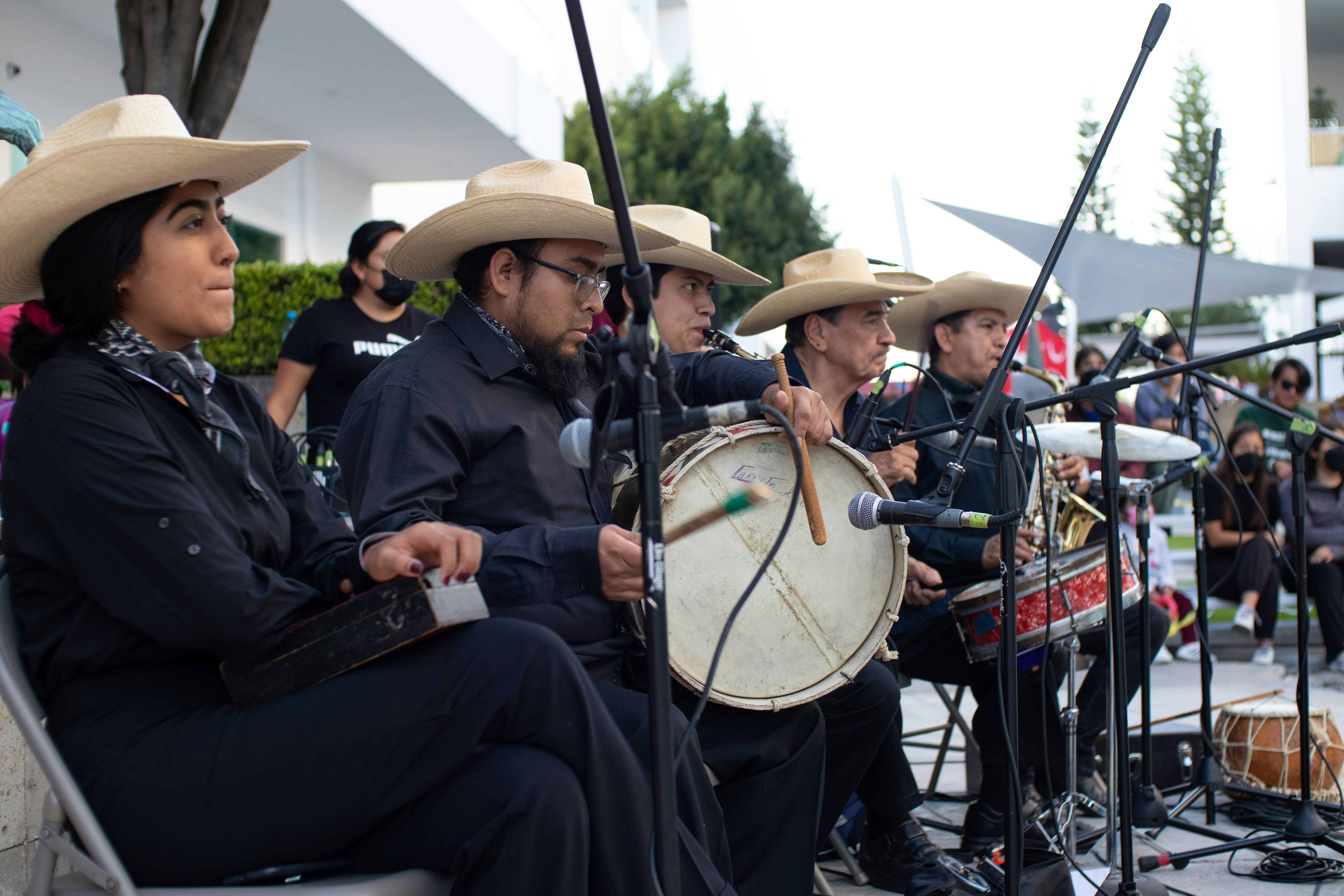 group of traditional mexican music band playing Son Jarocho