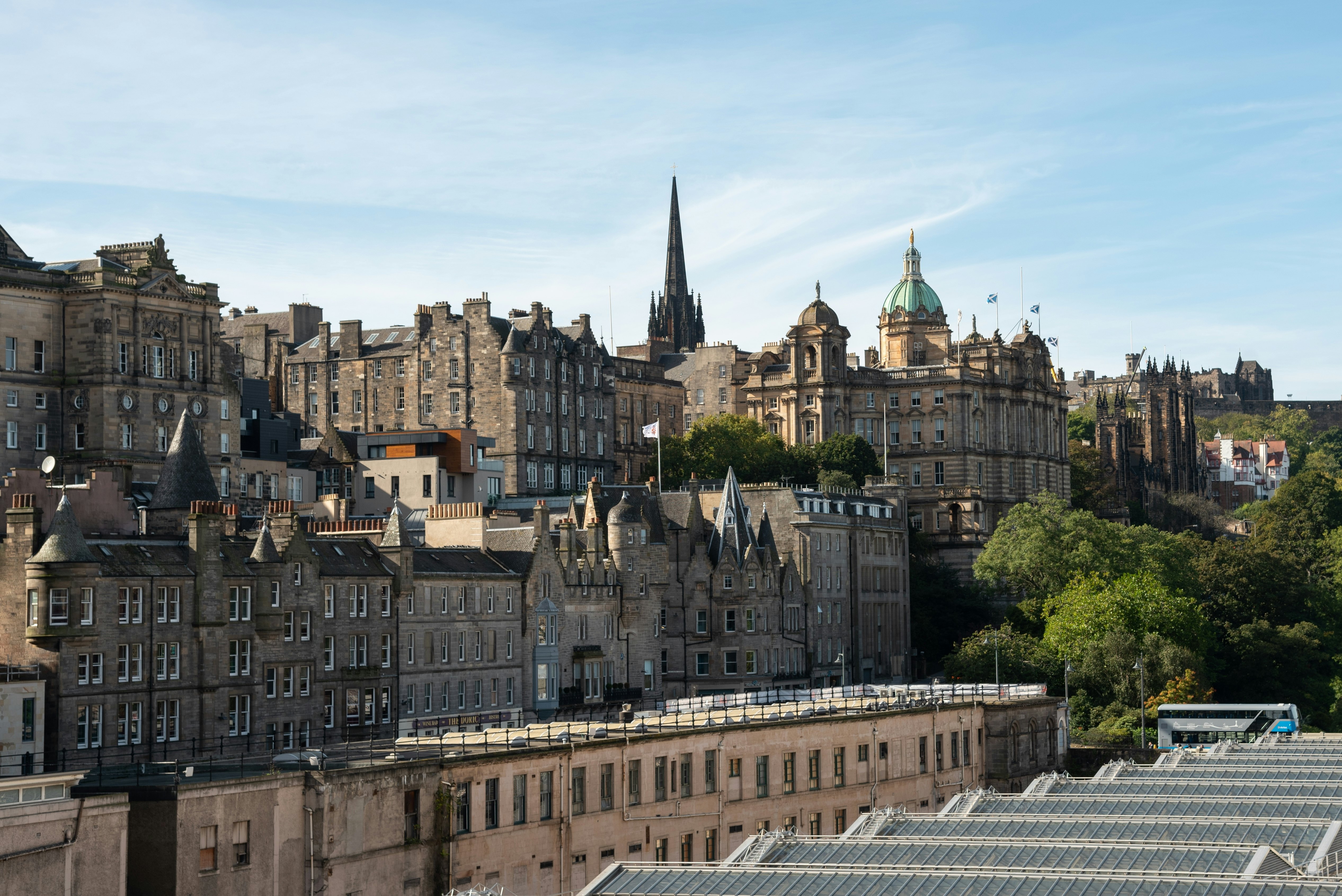 City of edinburgh in spring, old buildings.