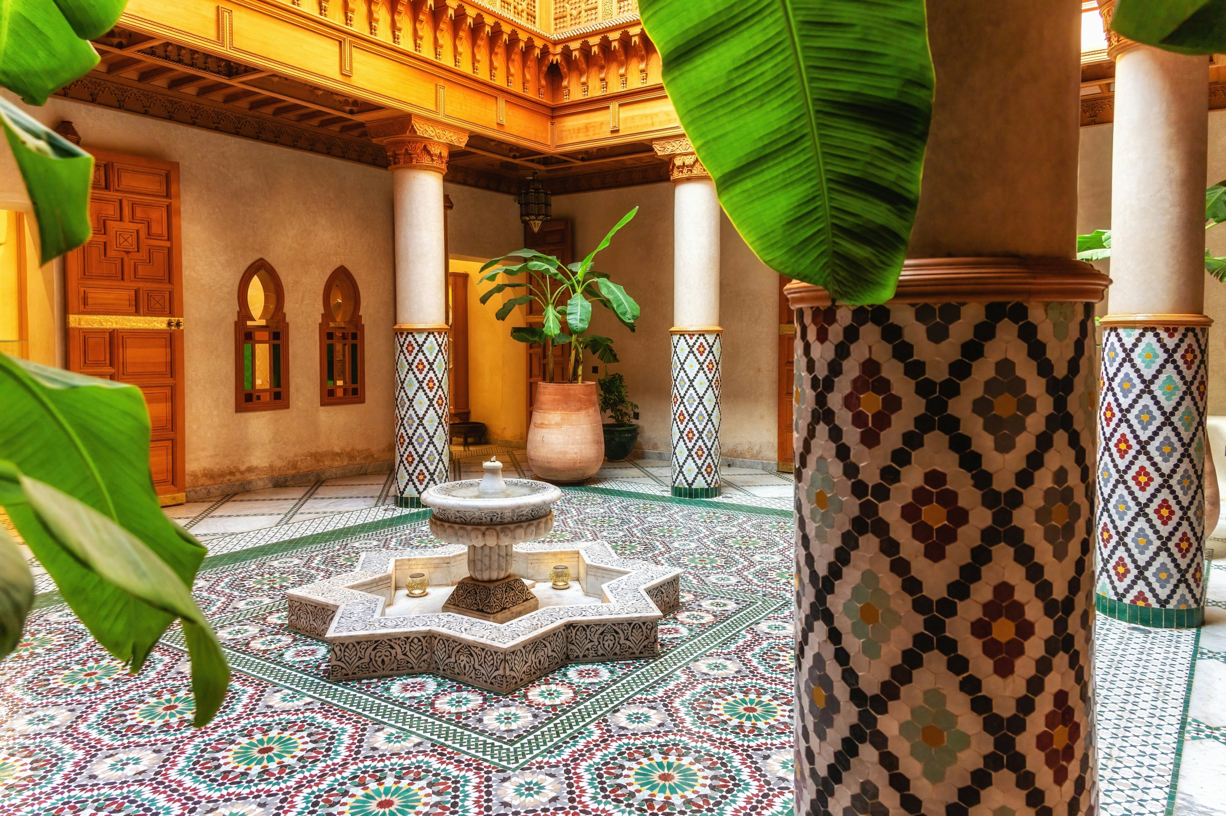 Tiled interior of the Moroccan Culinary Arts Museum Marrakesh, Morocco