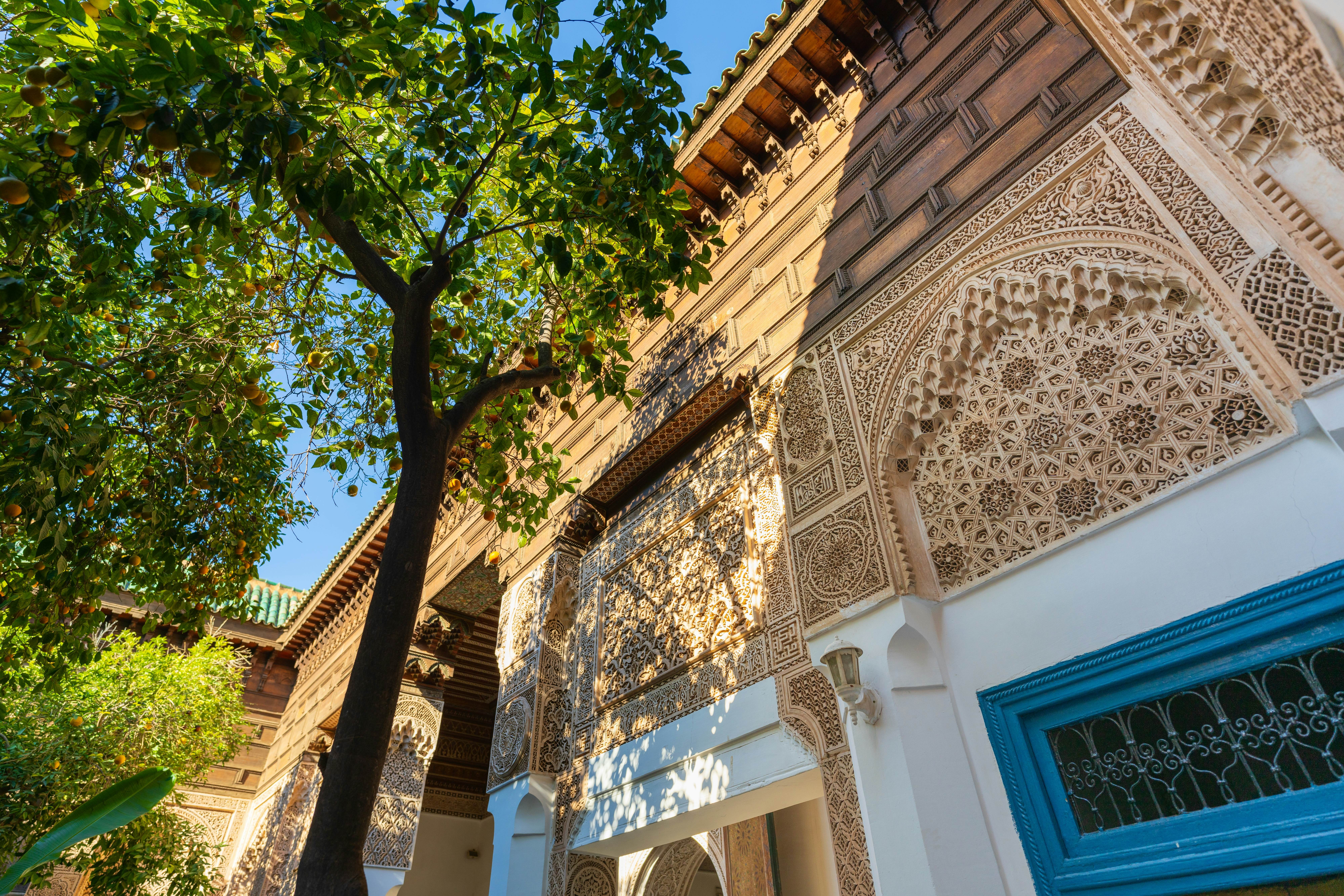 Architectural details of facade at Bahia Palace in Marrakesh., License Type: media, Download Time: 2025-06-13T06:42:50.000Z, User: claramonitto, Editorial: false, purchase_order: 56530 - Guidebooks, job: Global Publishing-WIP, client: Pocket Marrakesh 7, other: Clara Monitto
