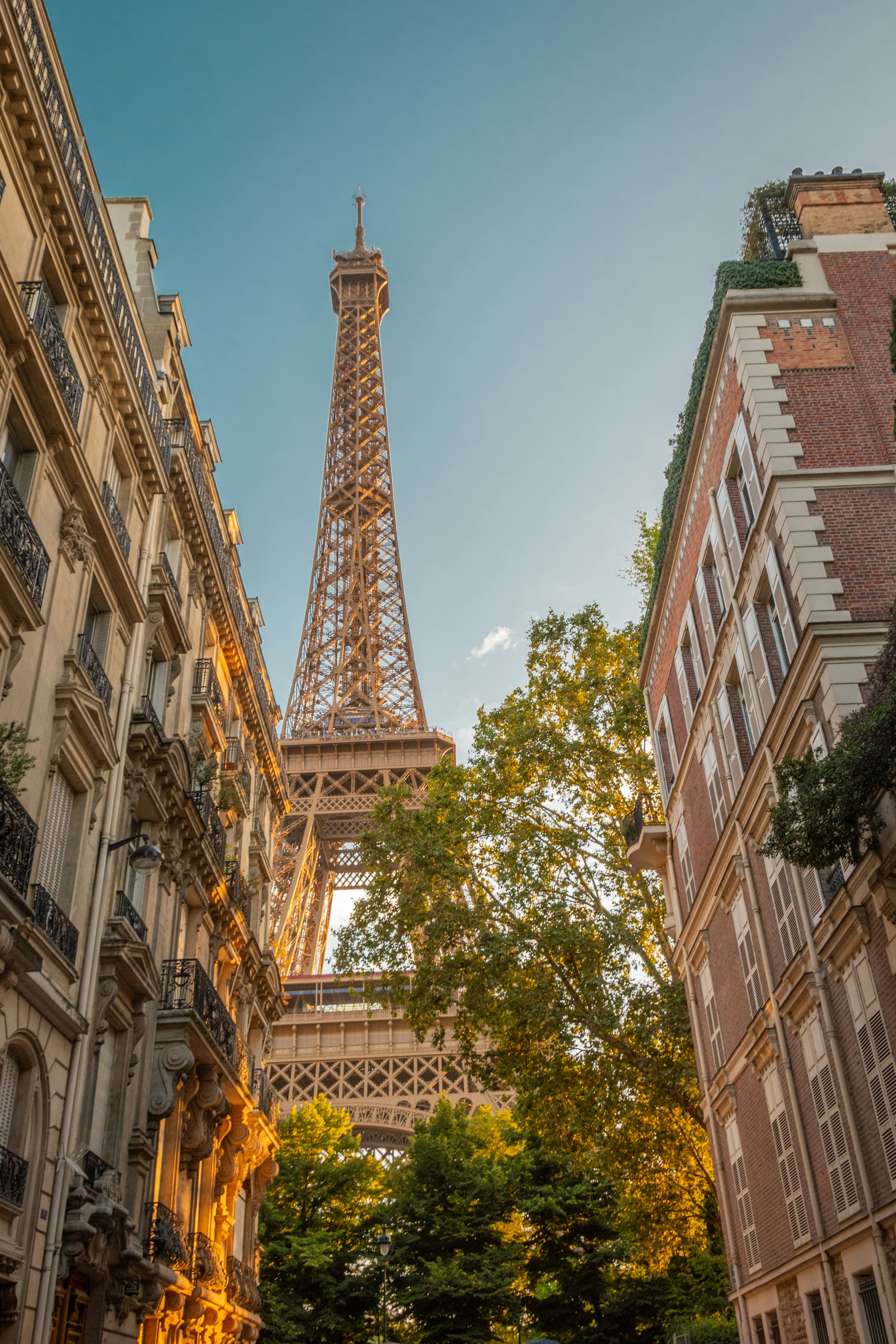 Tour Eiffel in Paris, golden sunset time