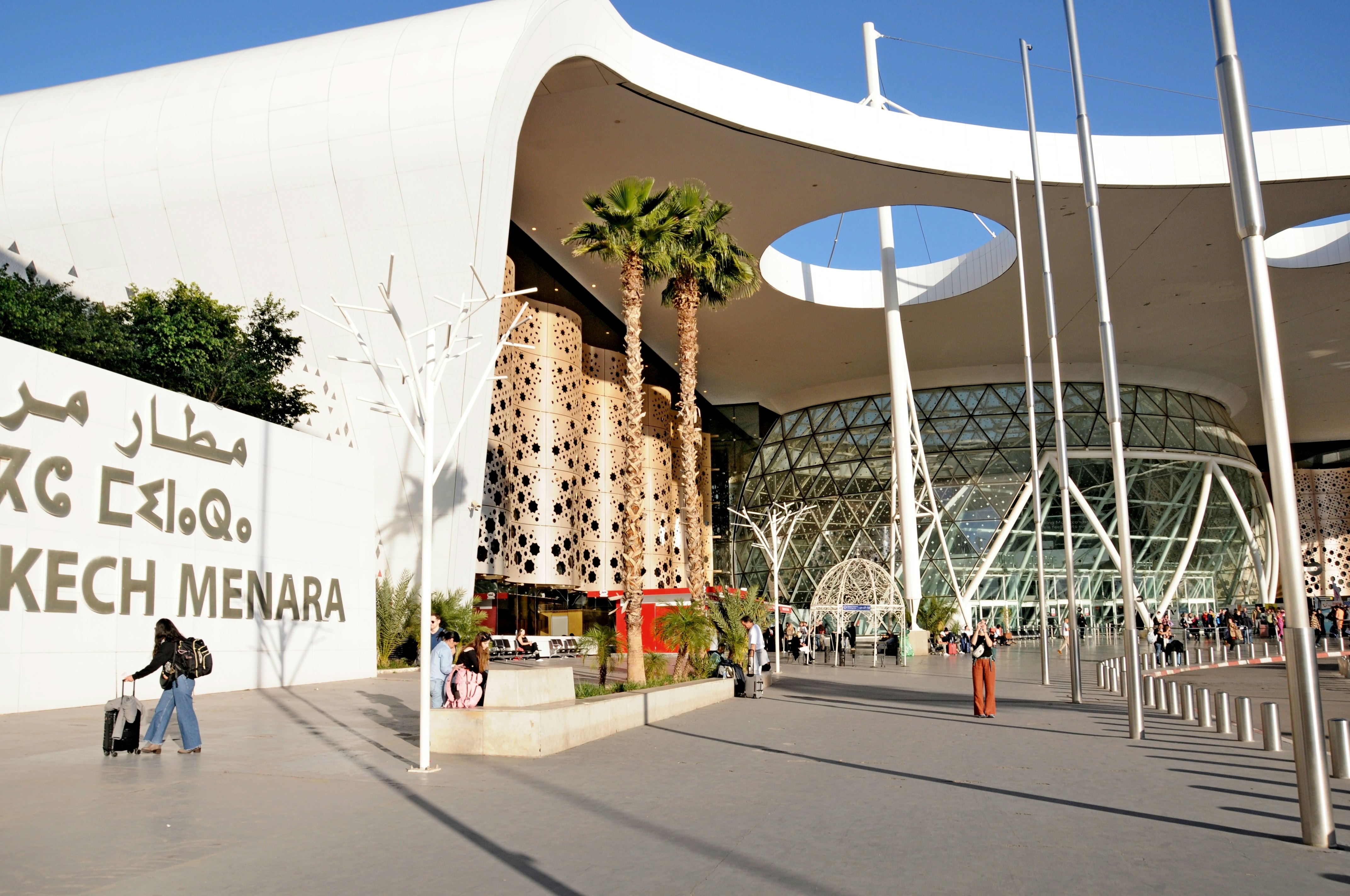 The Islamic-inspired architecture of Menara International Airport in Marrakesh, Morocco.