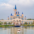 Beautiful fairy-tale castle by lake in the Magic City amusement park in Tashkent. Tashkent, Uzbekistan - July 15, 2025, License Type: media, Download Time: 2025-11-20T10:31:12.000Z, User: sashabrady26, Editorial: true, purchase_order: 65050 - Digital Destinations and Articles, job: Lonely Planet, client: Things to do with kids in Uzbekistan, other: Sasha Brady