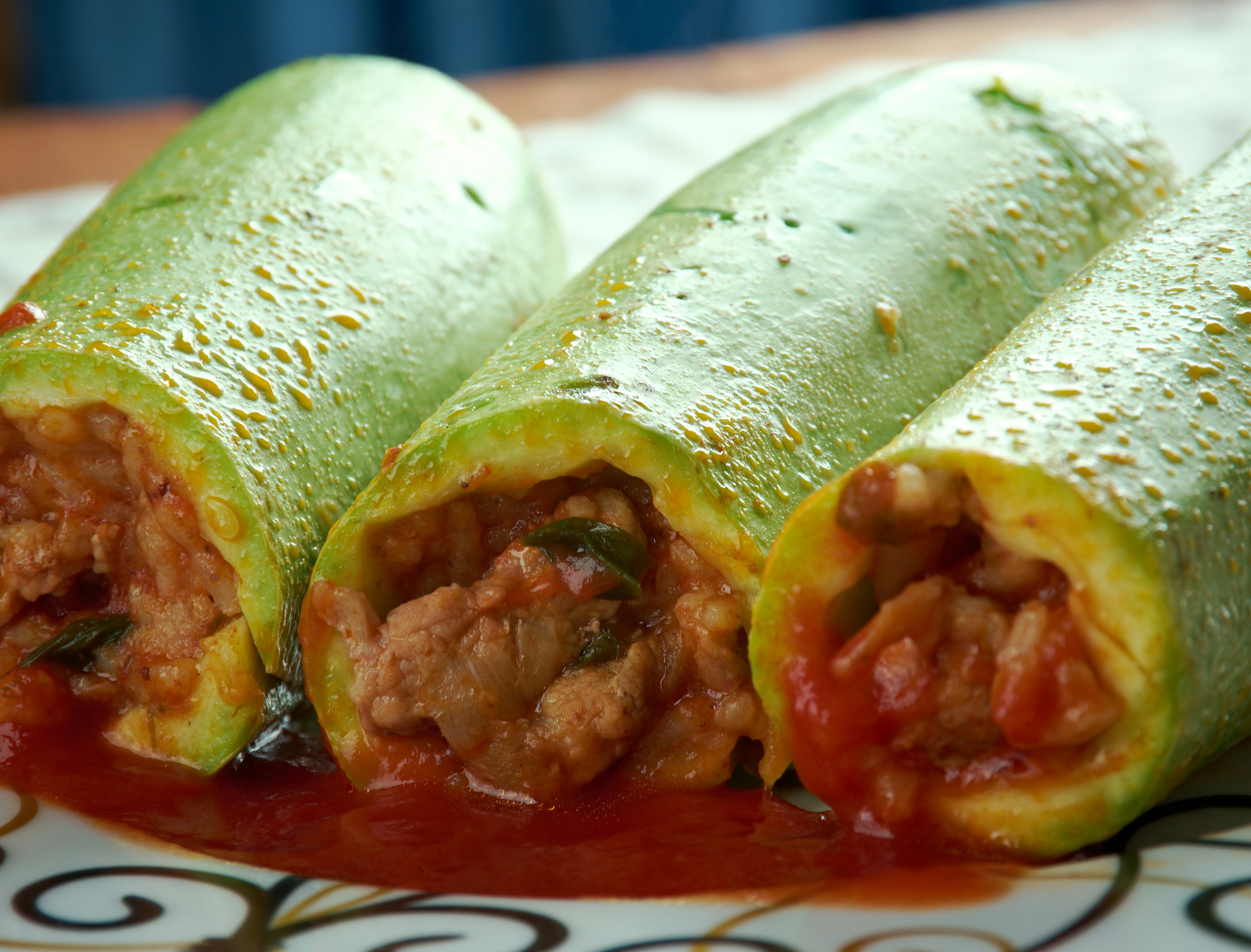Mahshi (stuffed vegetables) on a plate in Egypt.