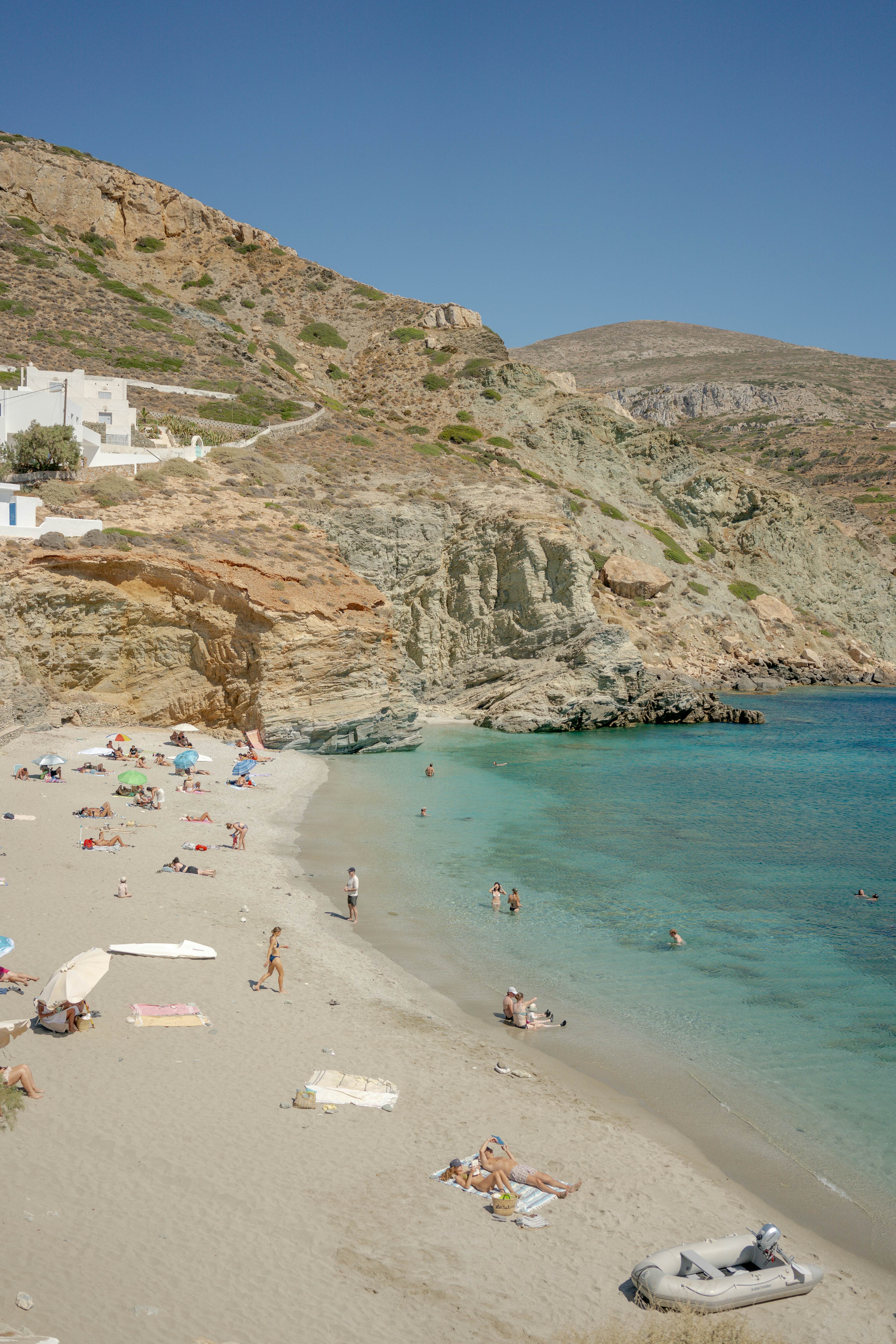 The sea of Agkali on Folegandros Island