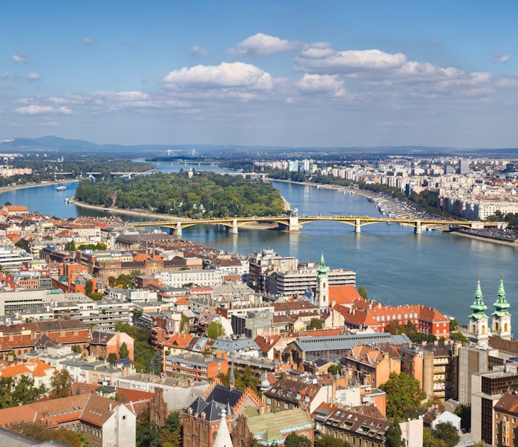 View of Margaret Island and Margaret Bridge from the Top of the Matthias Church Tower. Budapest, Hungary
523963150
