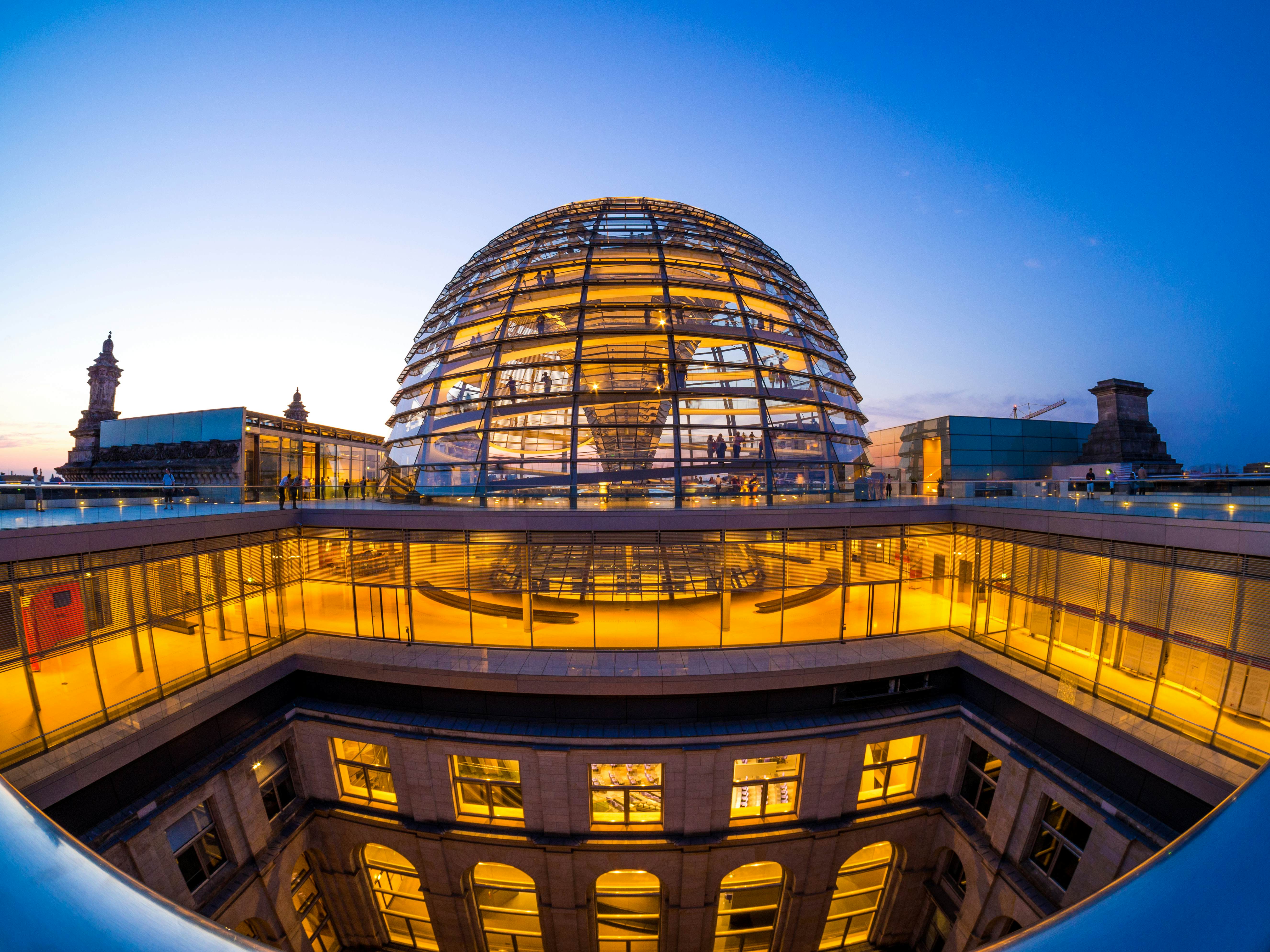 Dome of the Reichstag building in Germany
480946798
Architecture, Germany, Architectural Feature, Reichstag Dome, Tourism, Famous Place, National Landmark, Building Exterior, History, City, Parliament Building, Illuminated, Night, Light - Natural Phenomenon, Photography, Outdoors, Travel Destinations, Horizontal, The Reichstag, 2015, Capital Cities, 60595, Europe, Politics, Berlin, Modern, Monument, Government, Illumination, Architectural Dome
