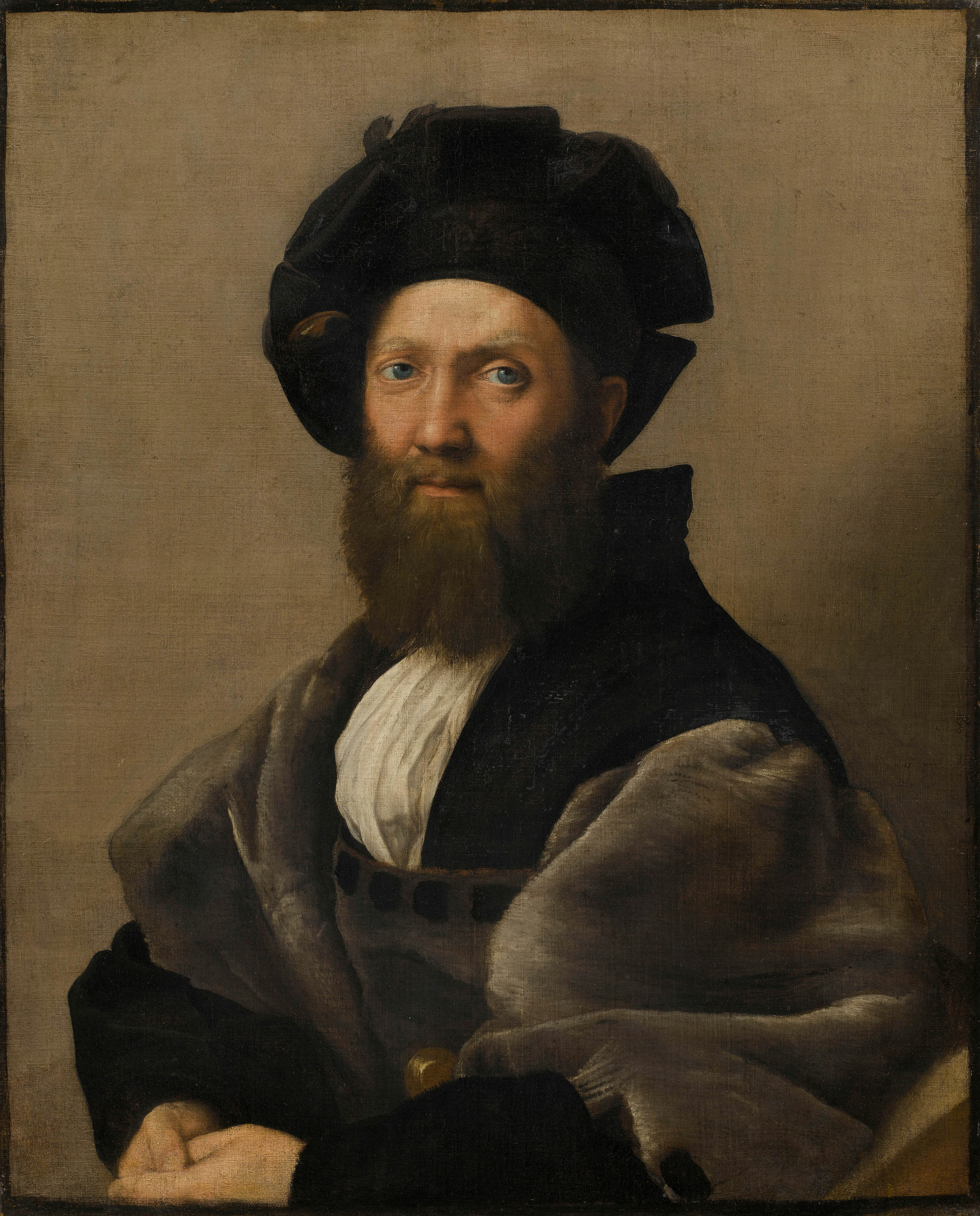 A Renaissance painting depicts a courtier wearing sumptuous clothing.