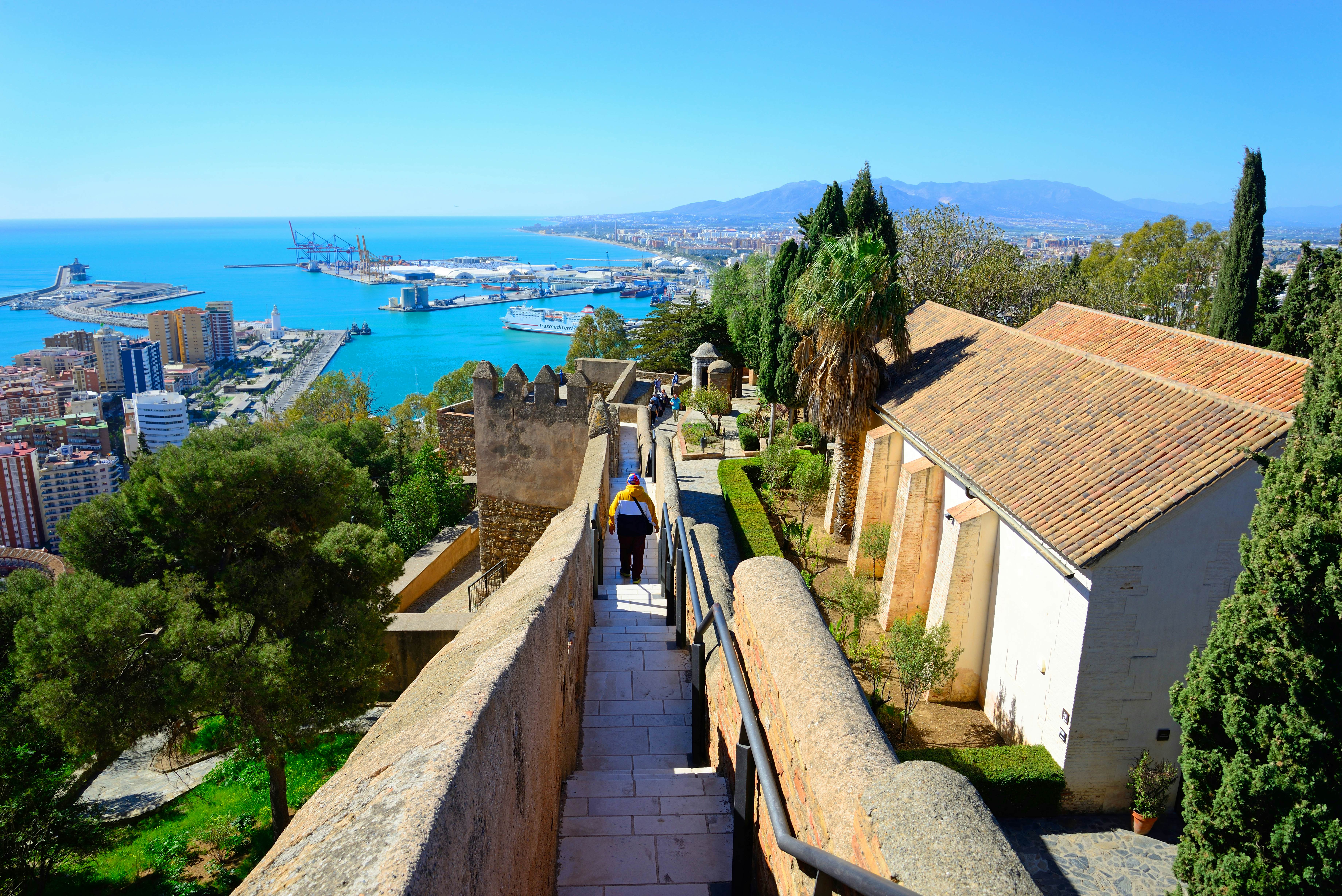 Malaga, Spain - March 4, 2020: Hall of the Gibralfaro Castle wall.  License Type: media  Download Time: 2023-02-13T23:11:00.000Z  User:   Is Editorial: Yes  purchase_order:   