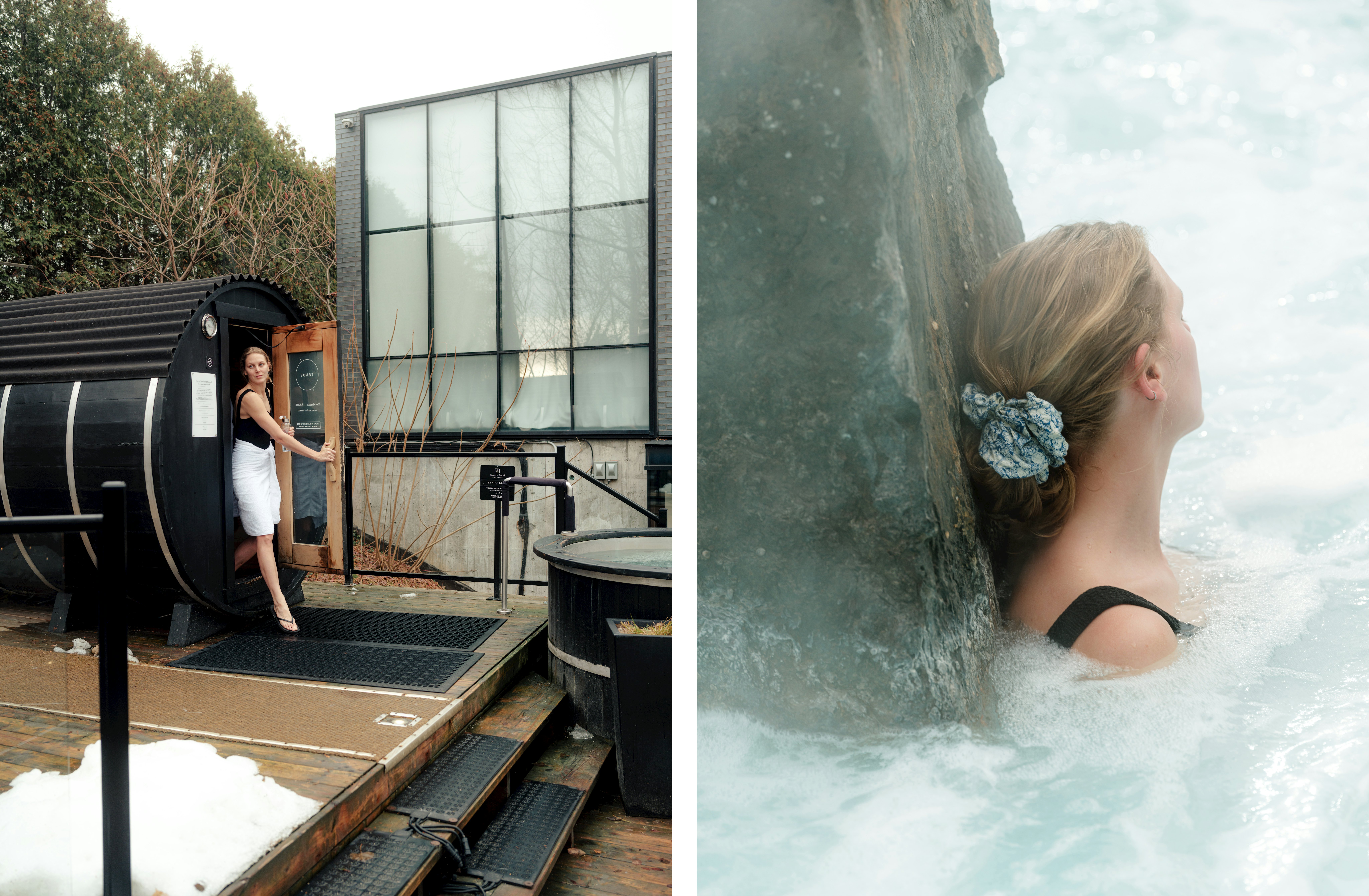 MONTREAL, QUEBEC, CANADA. NOVEMBER 2025 Morning visit to the Strom Spa on Nun's Island.
Diptych for Tourisme Montréal