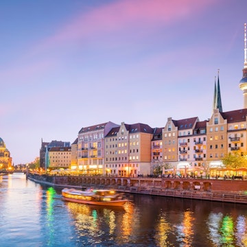 Berlin skyline with Berlin Cathedral (Berliner Dom) and Spree river at sunset twilight, in Germany, License Type: media, Download Time: 2025-11-05T17:56:56.000Z, User: dorota_littlerobindesign, Editorial: false, purchase_order: 56530 - Guidebooks, job: Global Publishing WIP, client: Berlin 13, other: Dorota Michalec