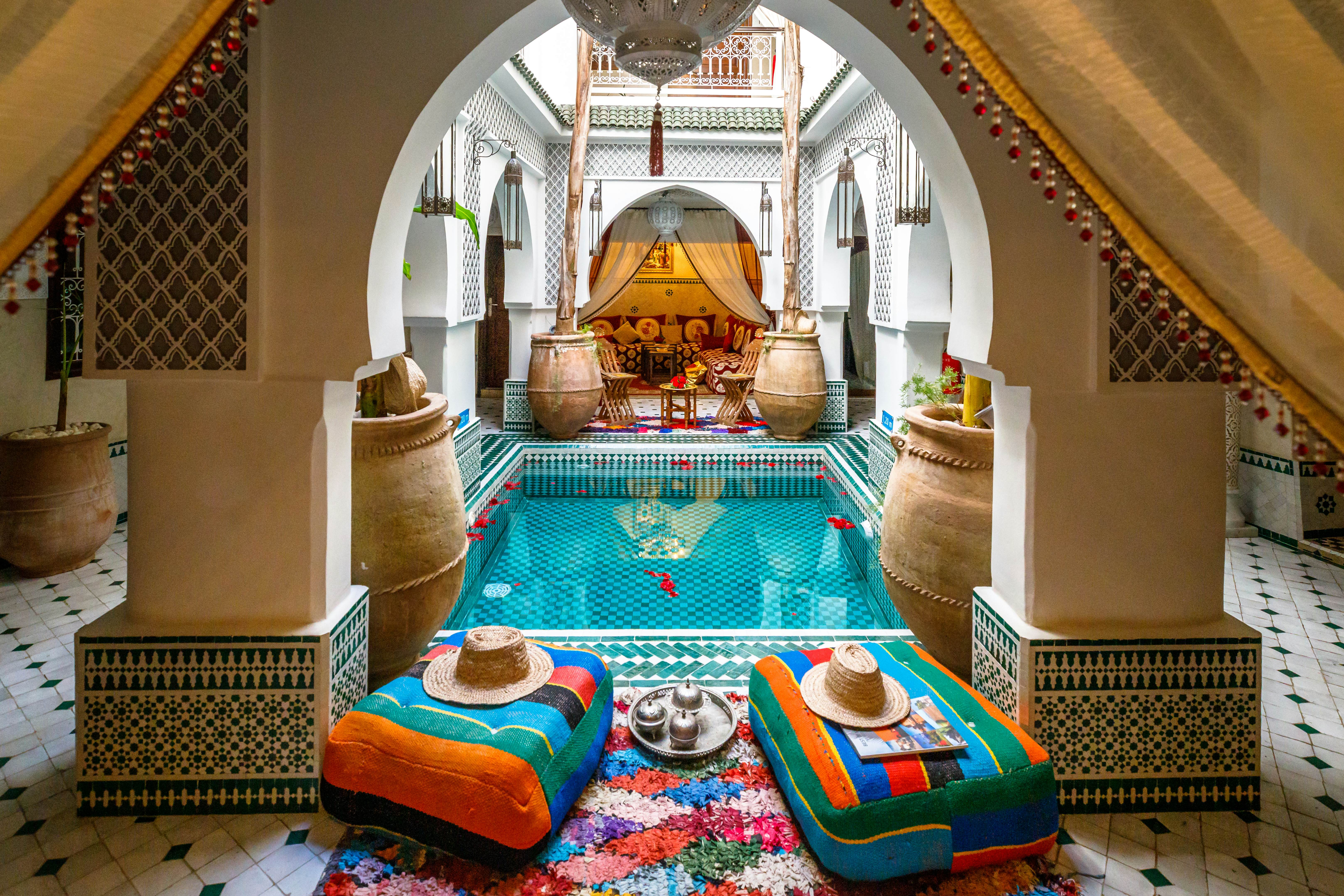 Marrakech, Morocco - June 20, 2019: The many beautiful Riads in Morocco, License Type: media, Download Time: 2025-06-17T17:57:34.000Z, User: mvm_lonelyplanet, Editorial: true, purchase_order: 56530 - Guidebooks, job: Experience Morocco 1, client: Global Publishing-WIP, other: Virginia Moreno