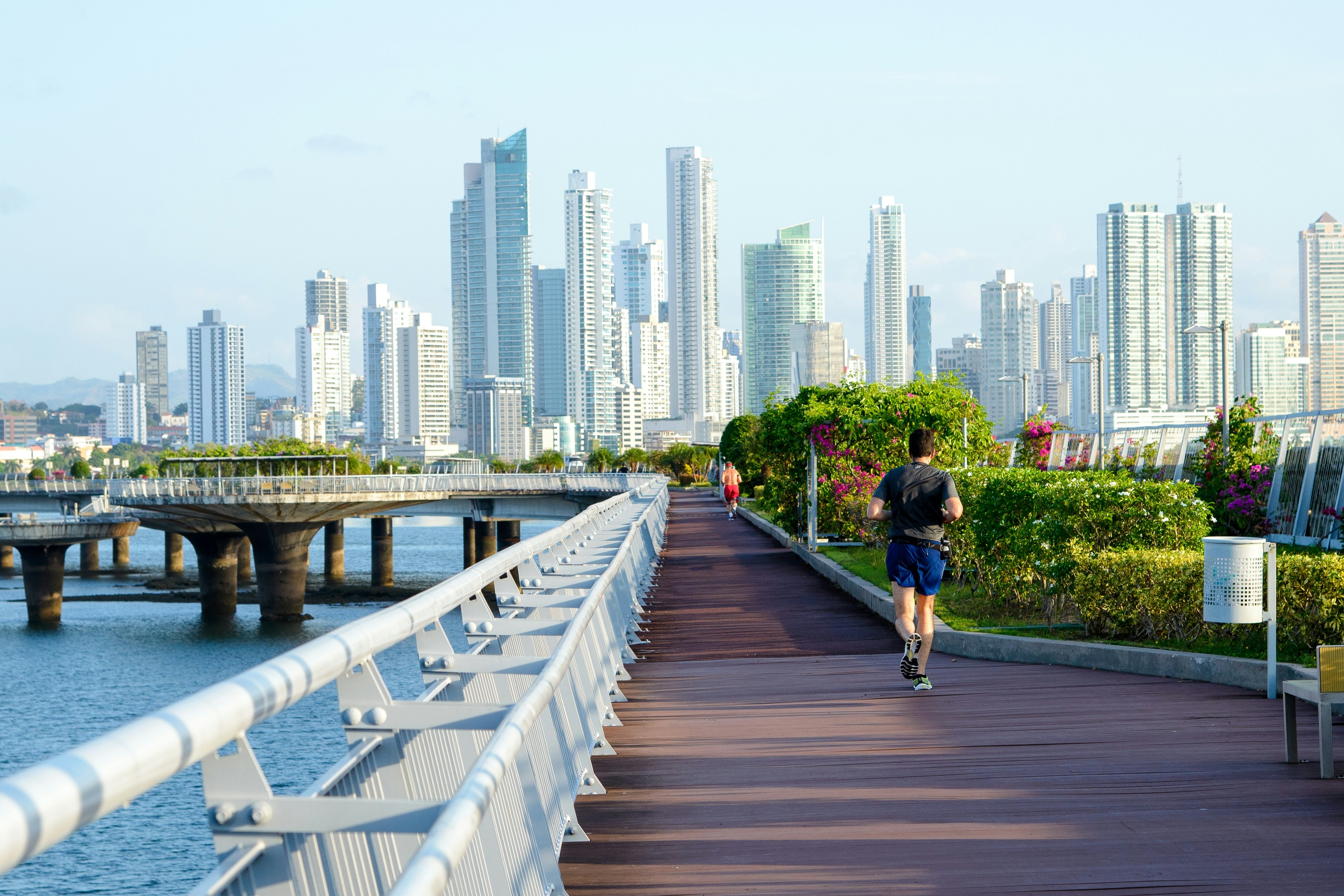 The pedestrian walkway of the marine viaduct in Panama City Panama.