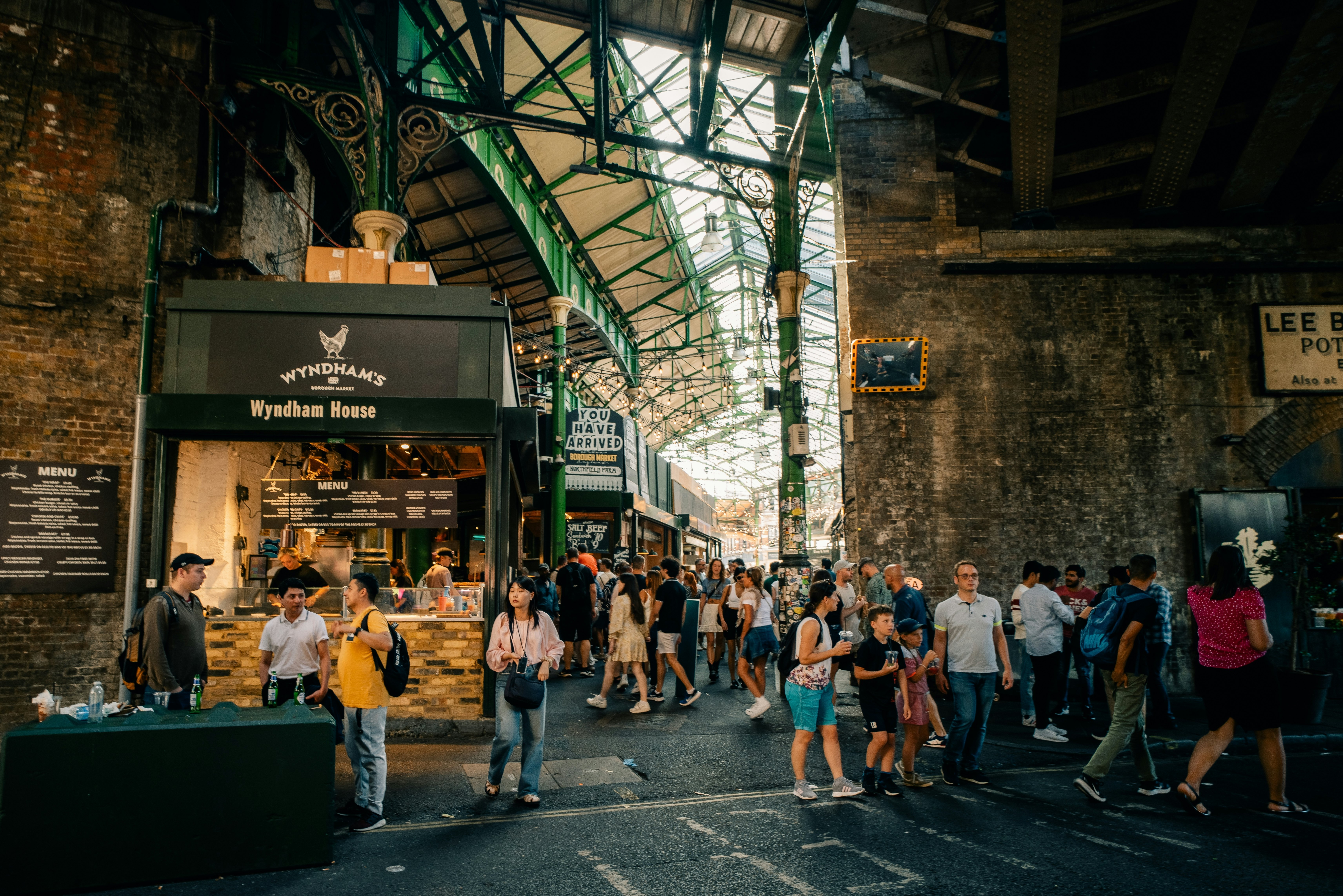 Interior view of London's famous Borough Market.