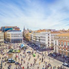 Madrid, Spain - 18 April 2017: The Puerta del Sol square is the main public space in Madrid. In the middle of the square is located the office of the President of the Community of Madrid., License Type: media, Download Time: 2025-08-05T08:14:50.000Z, User: krista950237, Editorial: true, purchase_order: 56500 - T&R or Kids, job: lobal Publishing WIP, client: A Kid's Guide To Spain, other: Krista Rossow