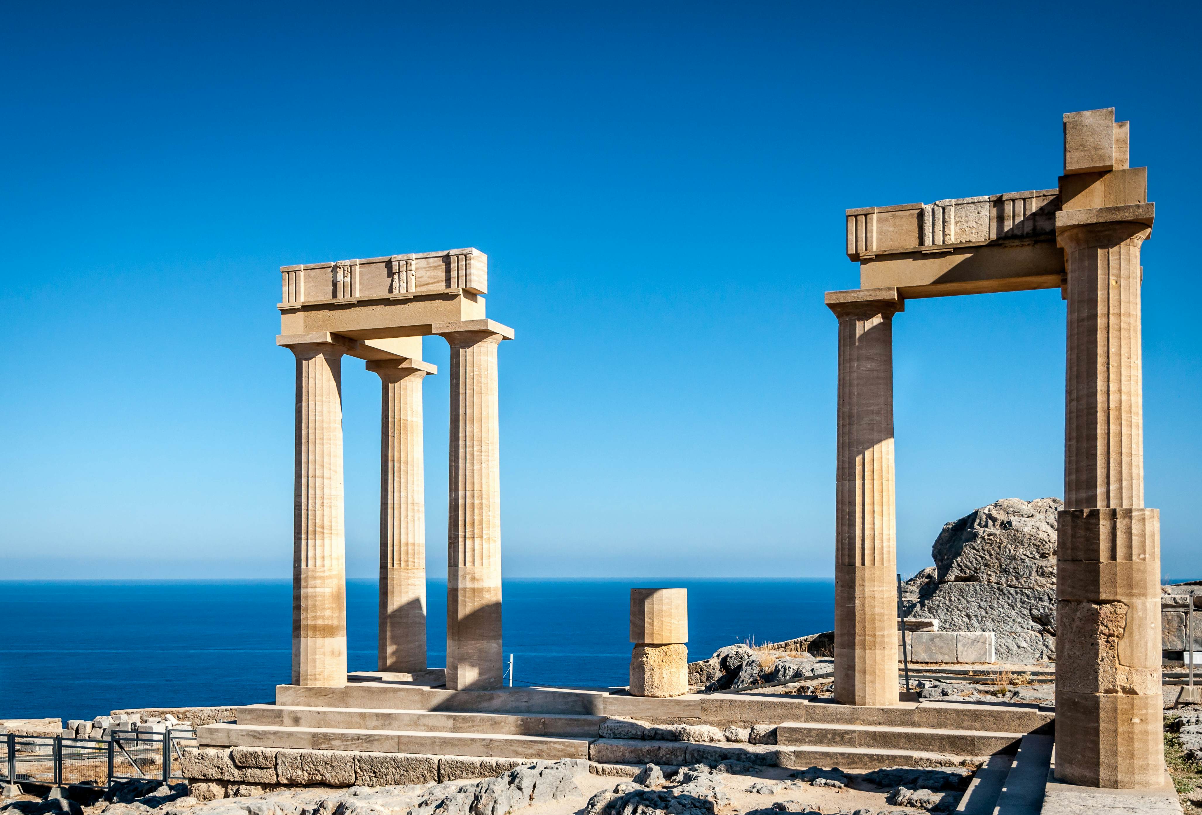Columns of the ancient Lindos, Rhodes Greece, License Type: media, Download Time: 2025-12-04T17:22:47.000Z, User: LP_YKhanna, Editorial: false, purchase_order: 65050 - Digital Destinations and Articles, job: LP, client: App Content, other: Yuvraj Khanna