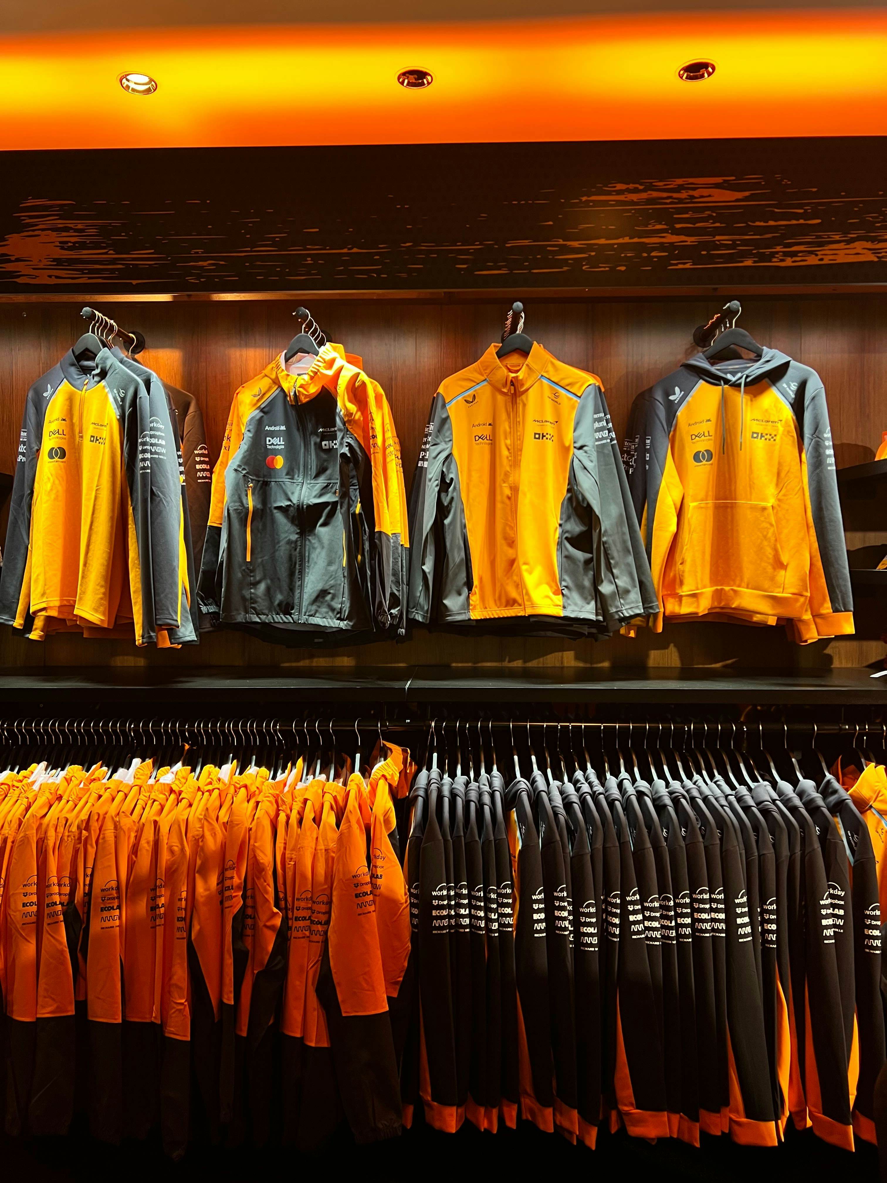 McLaren merchandise at the F1 Hub