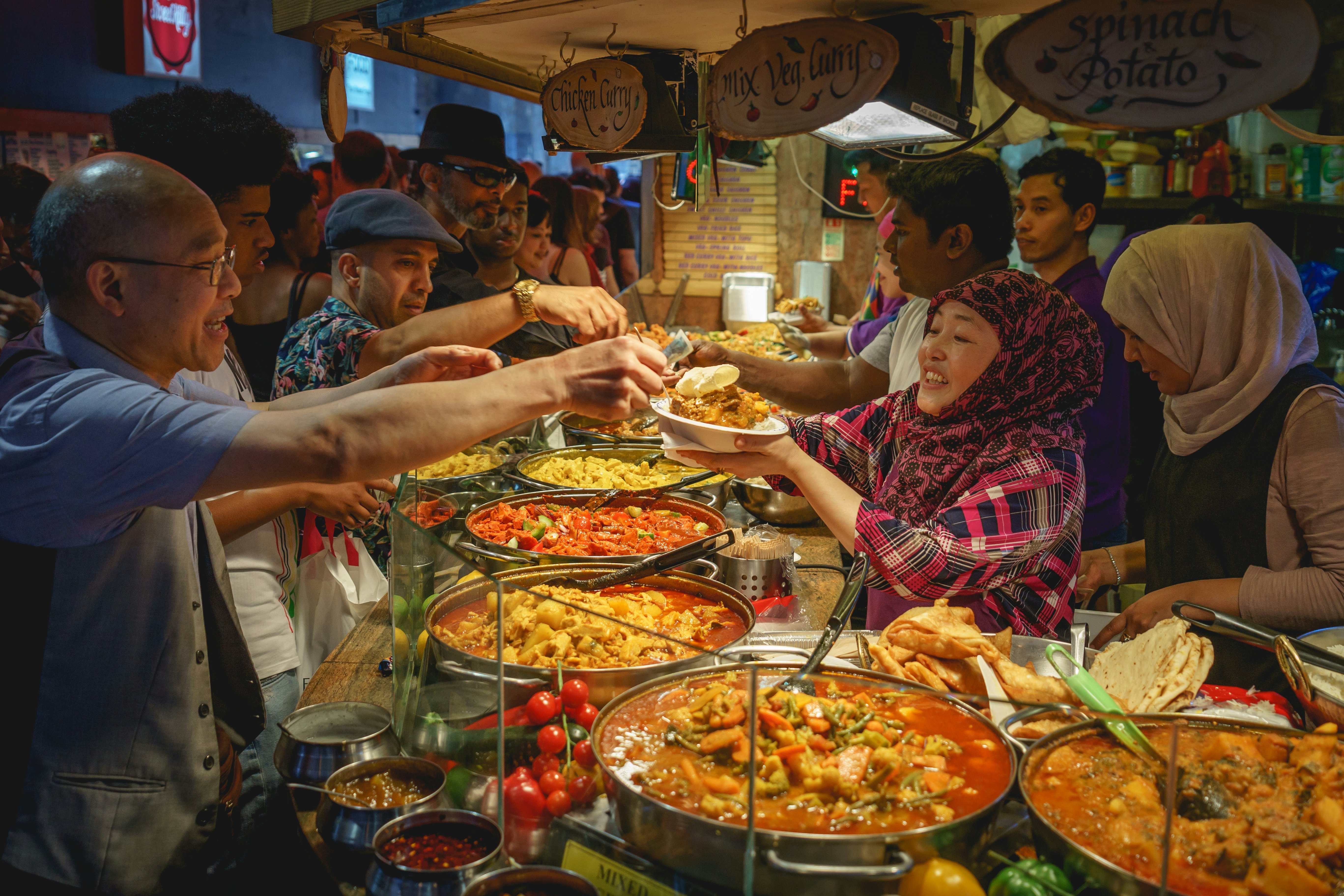 Asian street food stall in Camden Market.