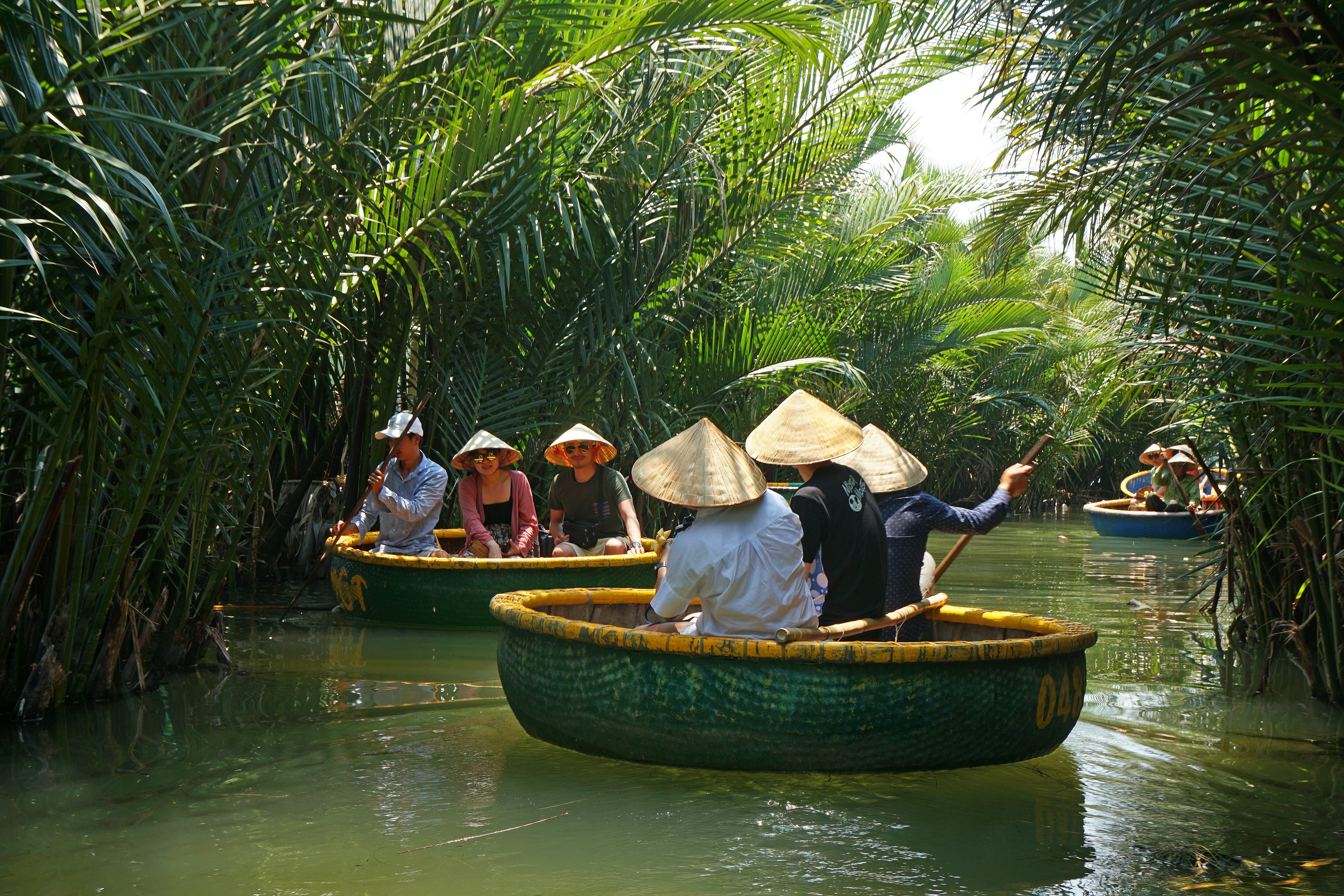 Hoi an Vietnam - 5 May 2019 : The The thung chai or Basket boat floated along any of its many waterways is traditional vietnam boat in Thu Bon River  Hoi An , Vietnam  License Type: media  Download Time: 2023-04-06T12:57:35.000Z  User: nic.dhoedt_lonelyplanet  Is Editorial: Yes  purchase_order:   