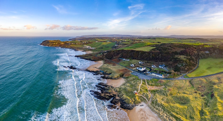 Aerial view of Culdaff Beach in Donegal Ireland. License Type: media Download Time: 2022-04-04T13:42:52.000Z User: FergalCo Is Editorial: No purchase_order: