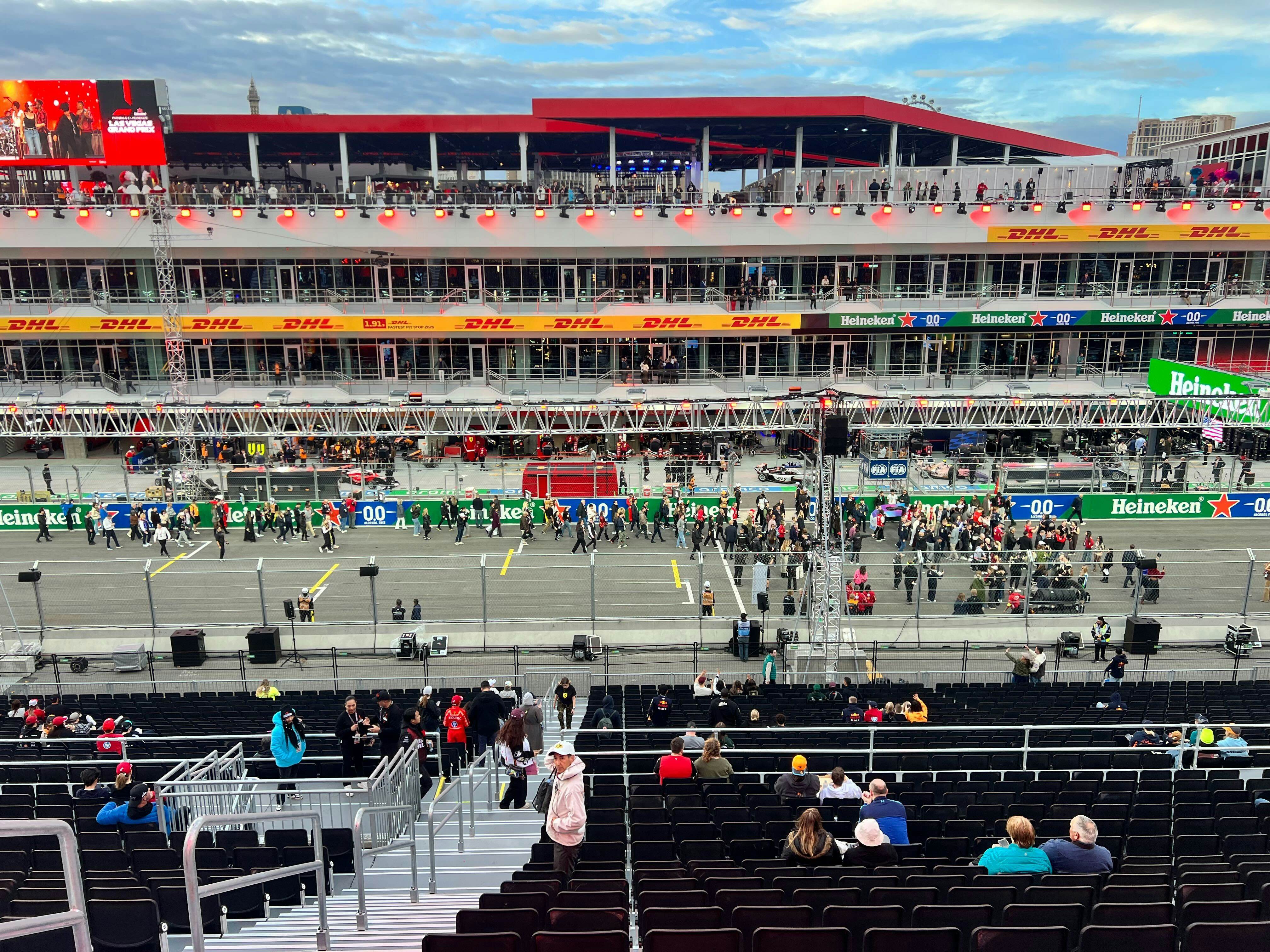Waiting for the race to start in the Skybox.