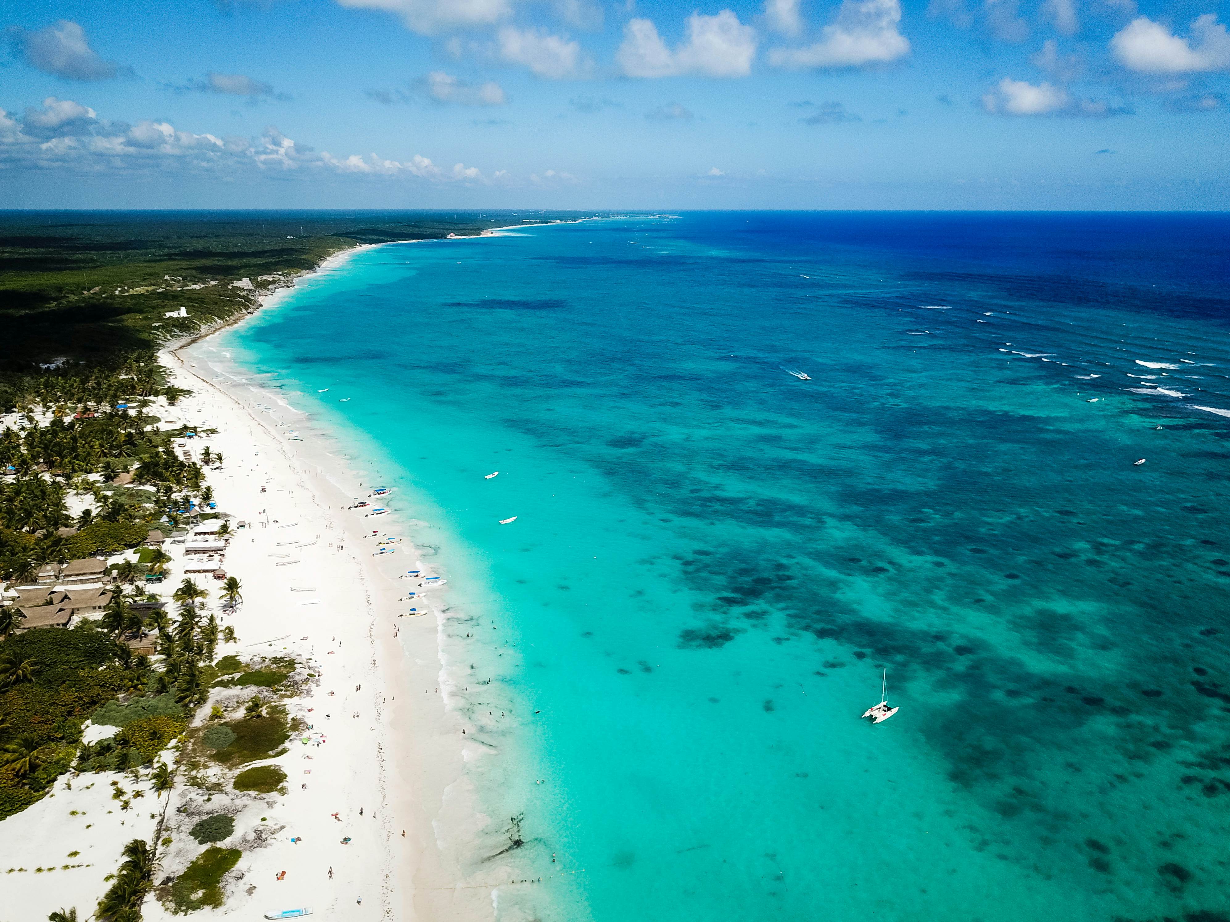 Aerial view of Pescadores beach in Tulum Mexico. North America beach resort, License Type: media, Download Time: 2026-01-15T18:18:47.000Z, User: LP_YKhanna, Editorial: false, purchase_order: 65050 - Digital Destinations and Articles, job: LP, client: App Content, other: Yuvraj Khanna