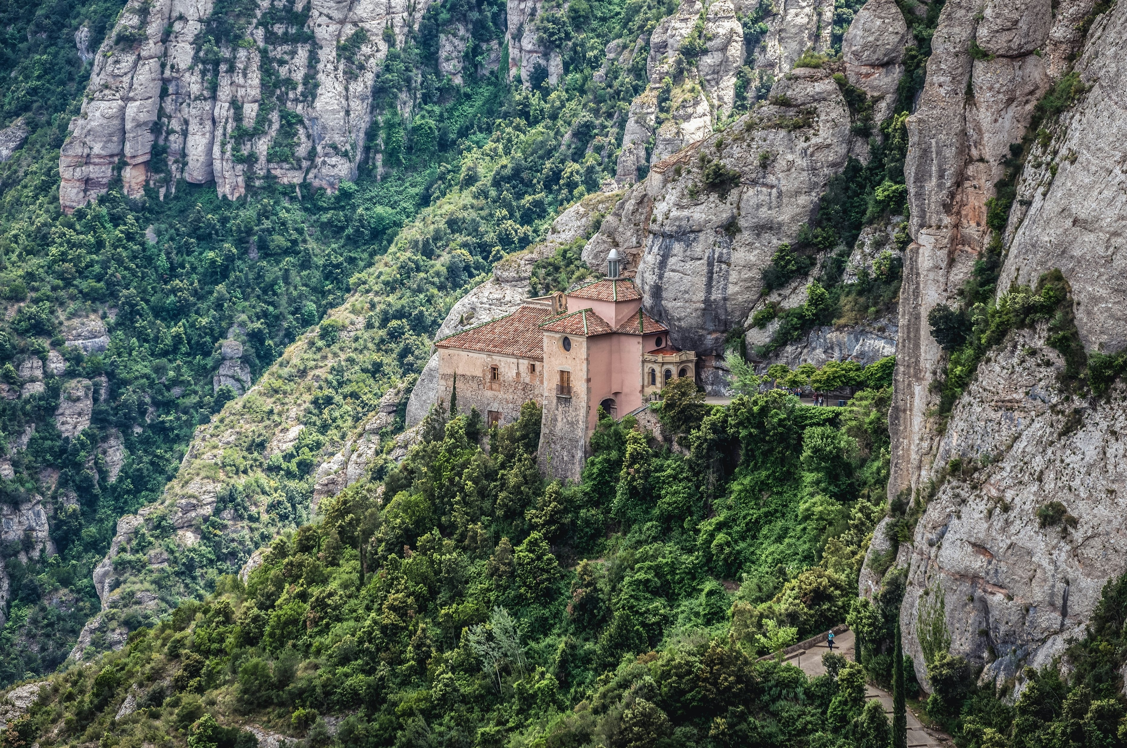 A chapel built into the side of a mountain