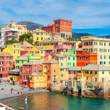 View of the colorful town of Boccadasse by the sea, Genoa, Liguria, 1 April 2023, License Type: media, Download Time: 2024-12-01T16:11:23.000Z, User: comptonsheldon109, Editorial: true, purchase_order: 56530 - Guidebooks, job: Global Publishing WIP, client: Pocket Genoa & Cinque Terre 2, other: Compton Sheldon