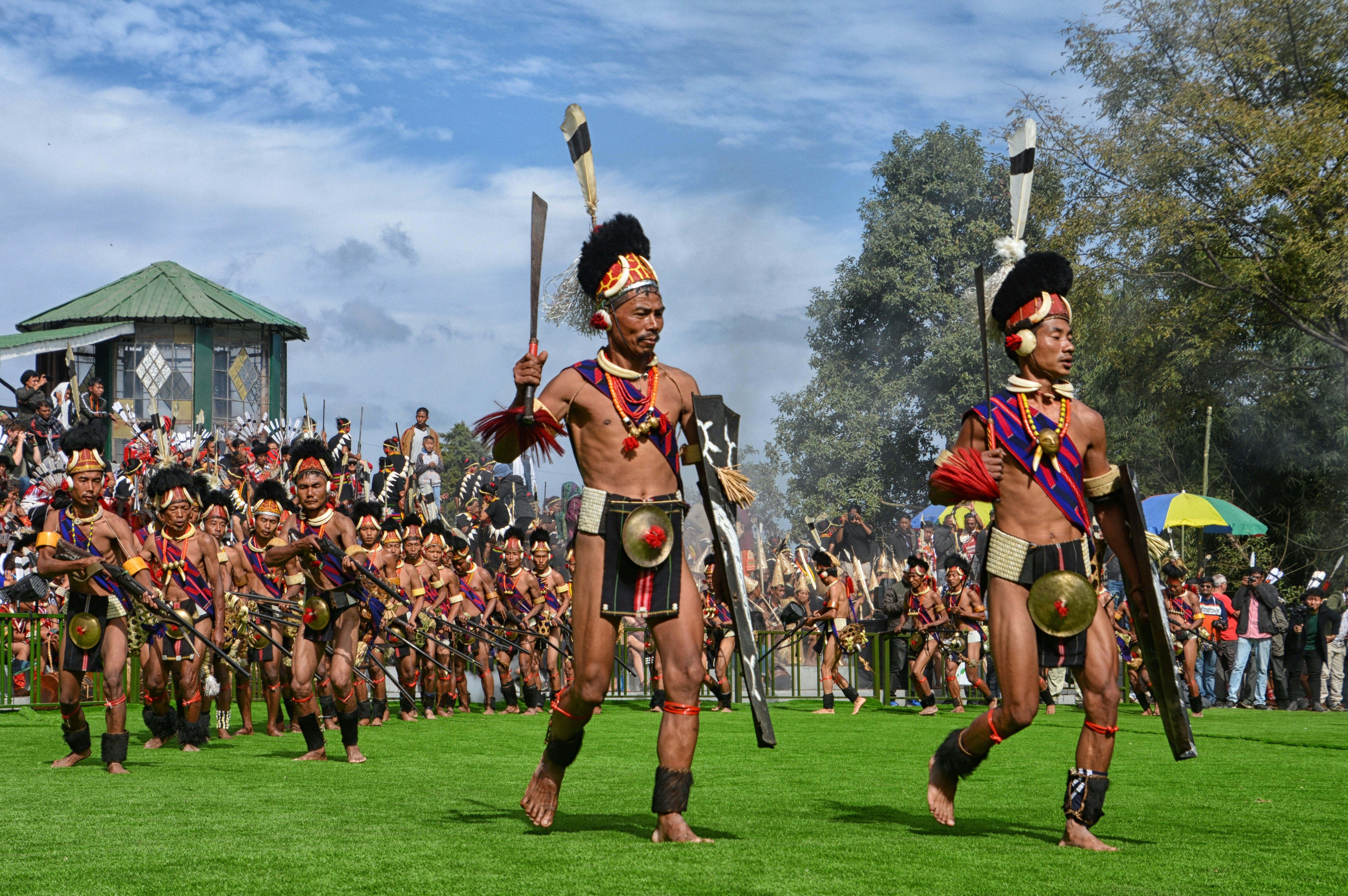 Indigenous villages perform traditional dances at the Hornbill Festival in Kohima, Nagaland, India.