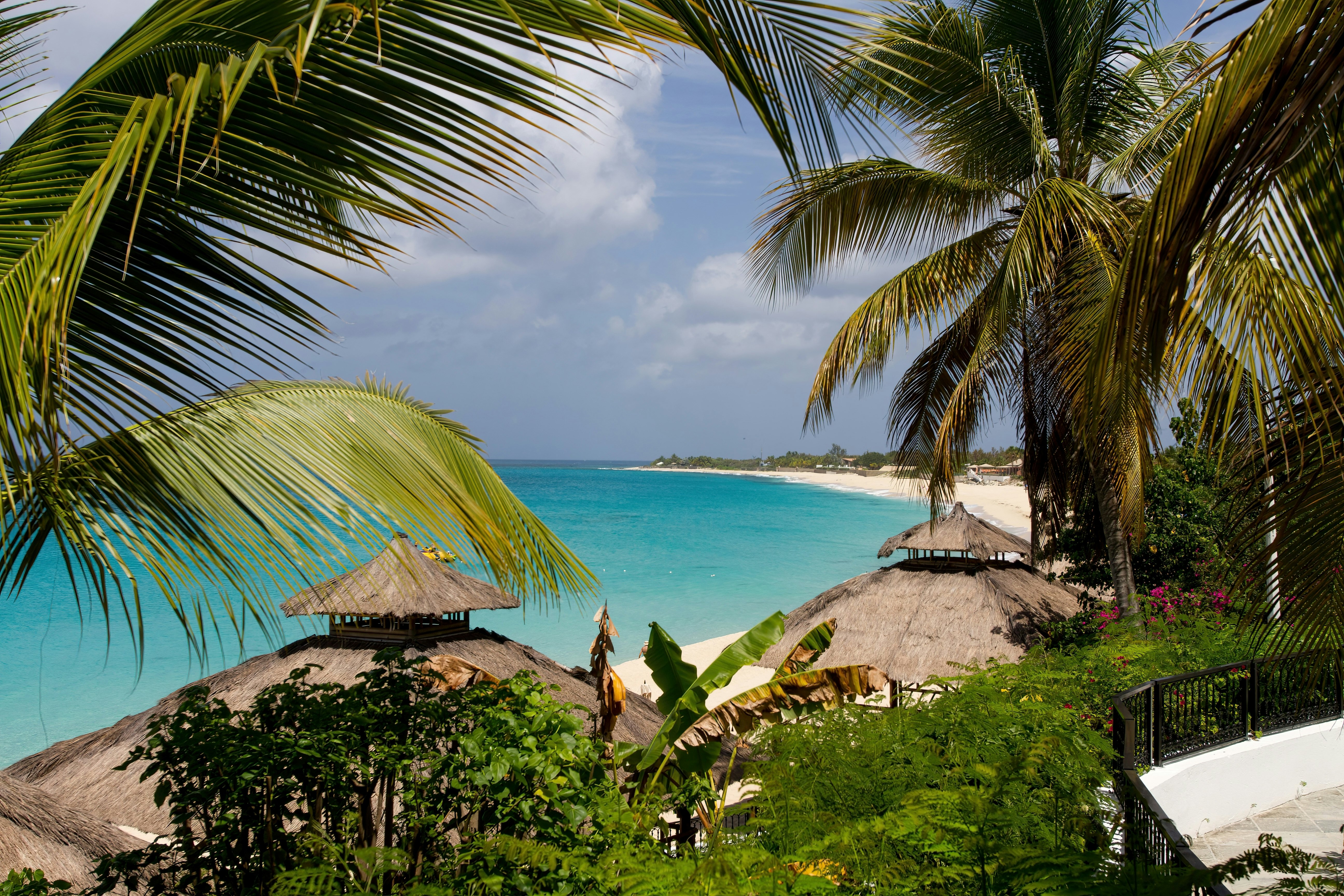 View of beach through palm trees La Samanna Baie Longue St Martin Sint Maarten French West Indies, License Type: media, Download Time: 2026-01-08T15:04:15.000Z, User: rhylton_redventures, Editorial: false, purchase_order: 65050 - Digital Destinations and Articles, job: Lonely Planet, client: wip, other: Rhianydd Hylton