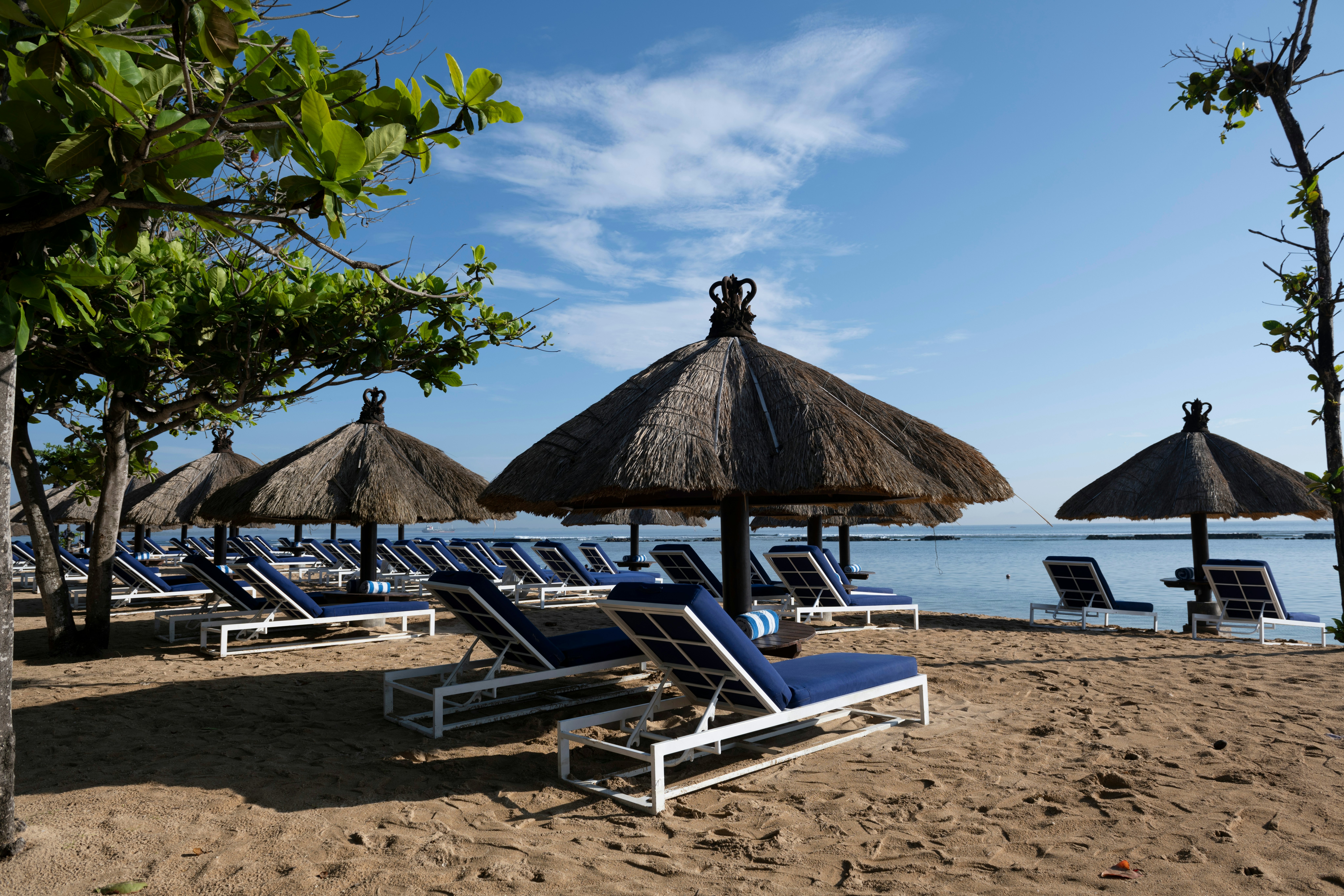 Sun Loungers on Sanur Beach Bali.