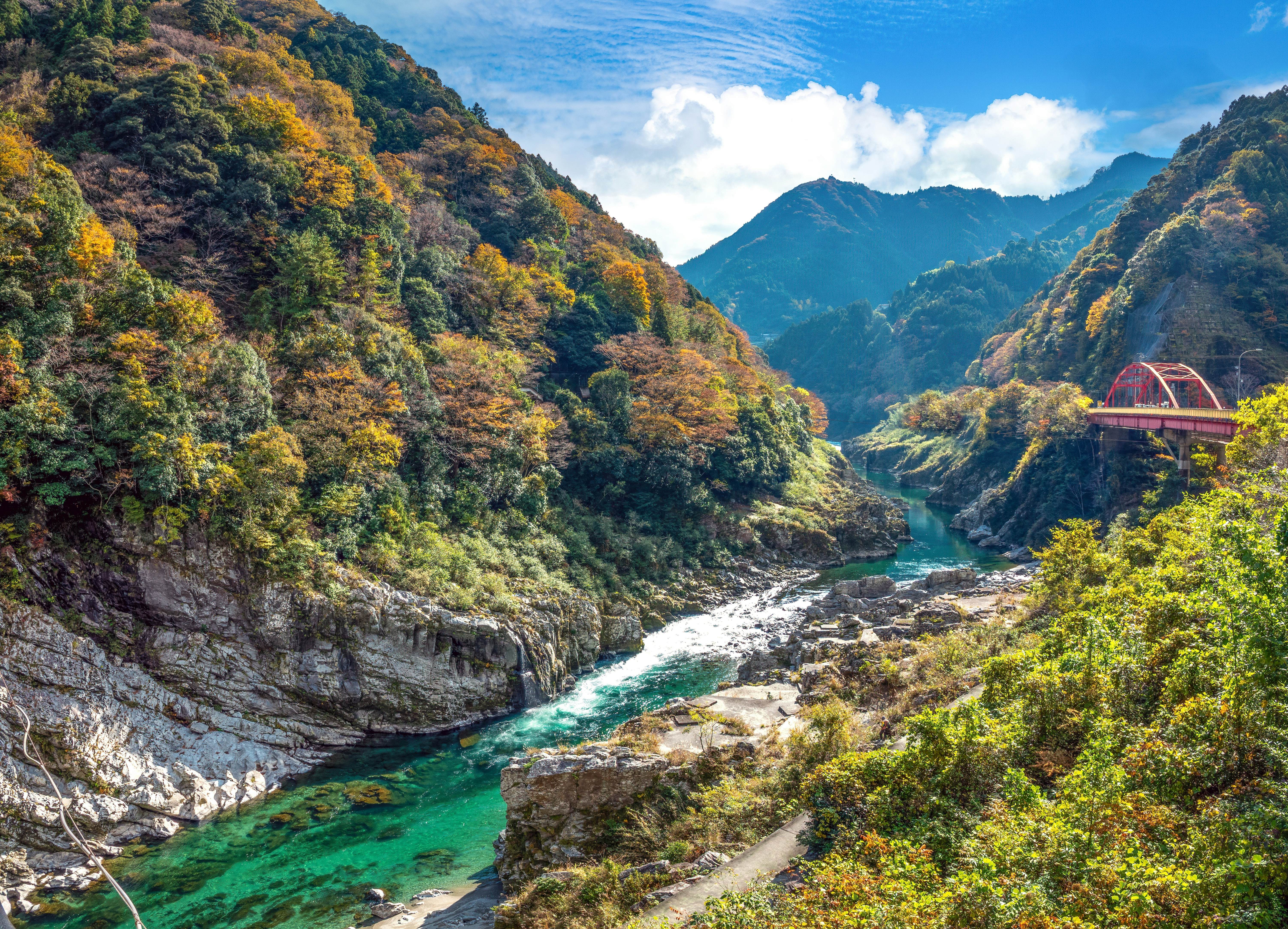 Scenic view of the the Iya river at the Oboke-kyo (Oboke gorge), Iya valley, Tokushma prefecture, Shikoku island, Japan, License Type: media, Download Time: 2026-01-08T11:30:20.000Z, User: joebindloss38, Editorial: false, purchase_order: 65050 - Digital Destinations and Articles, job: Online Editorial, client:  15 best places to go off-grid around the world in 2026, other: Joe Bindloss