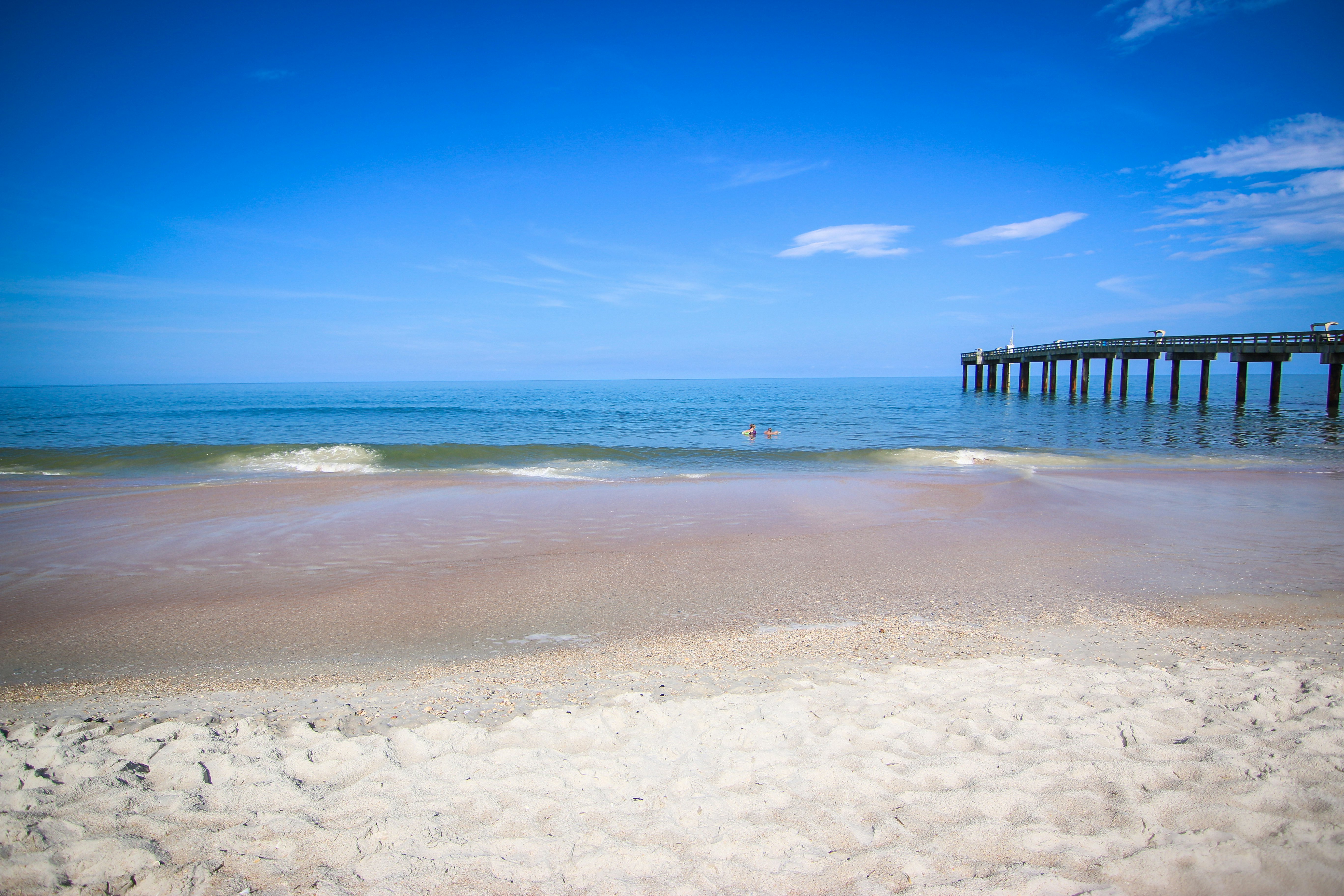 The St Augustine beach on a beautiful summer day.