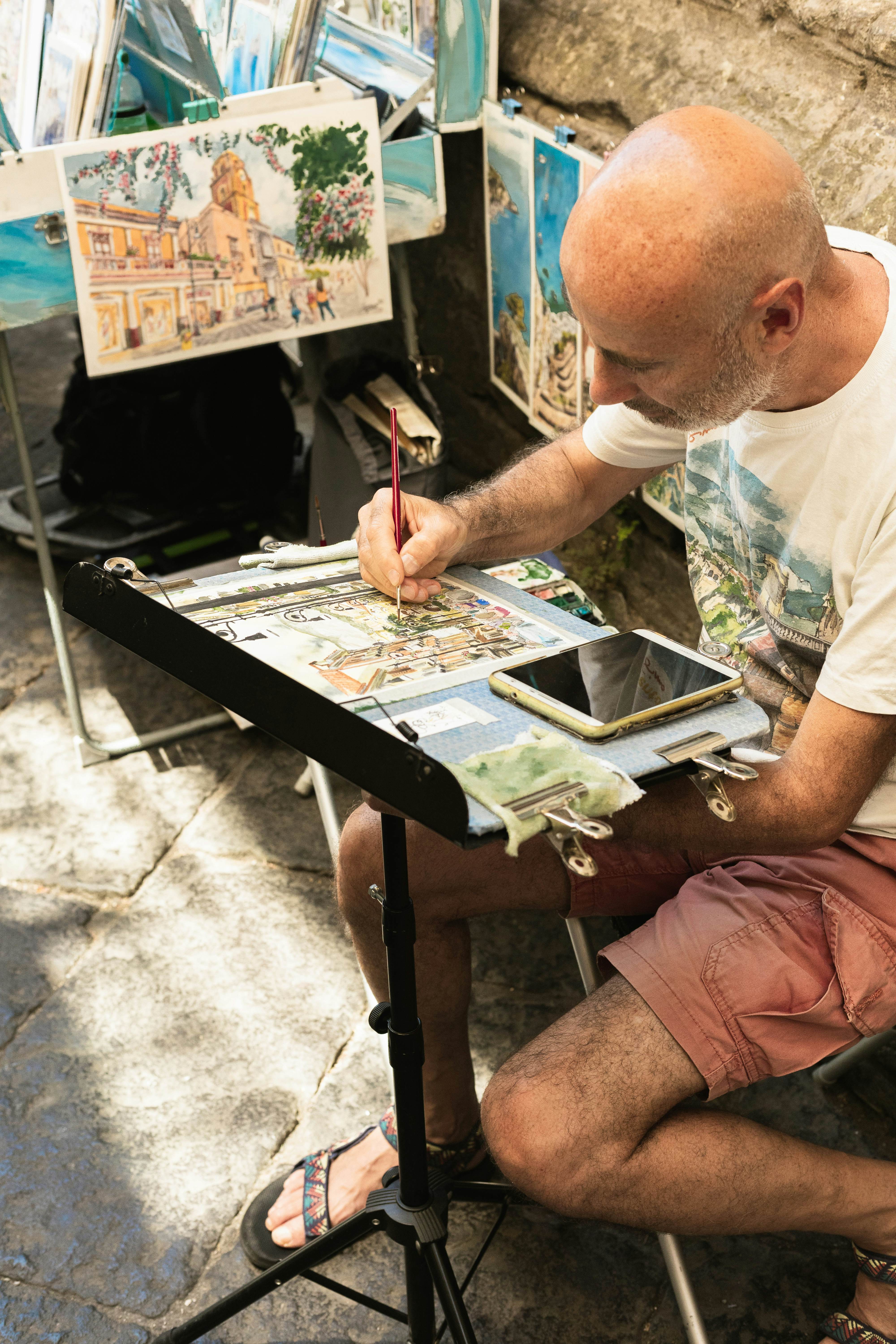 A street artist in Sorrento.