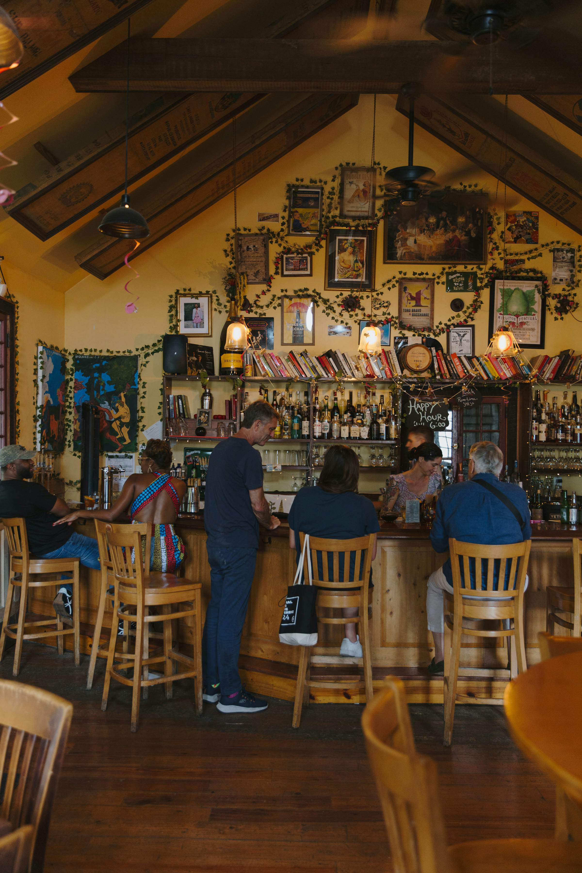 The indoor bar at Bacchanal.
