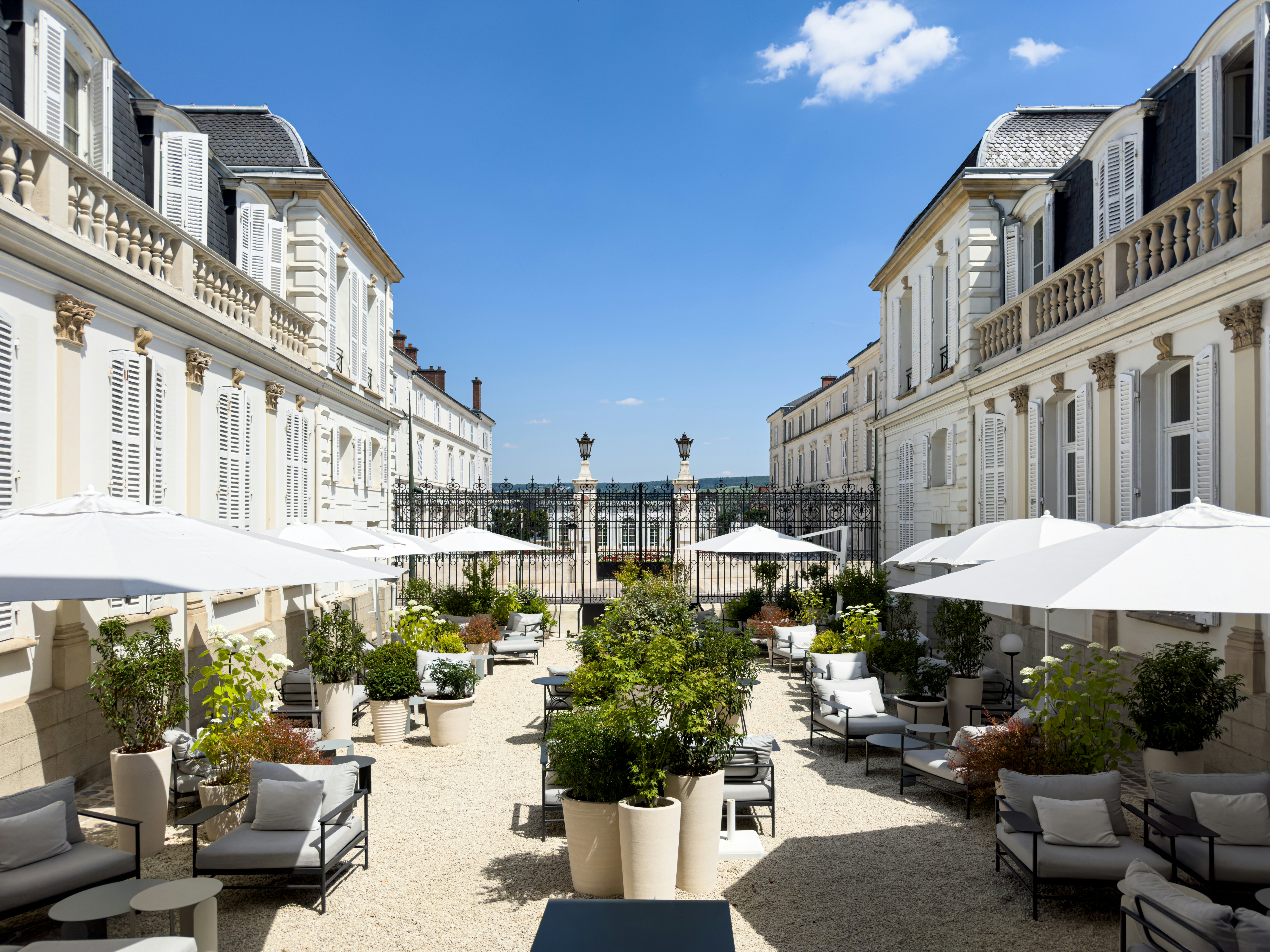 A courtyard at the Moët and Chandon Champagne House in Épernay, France.