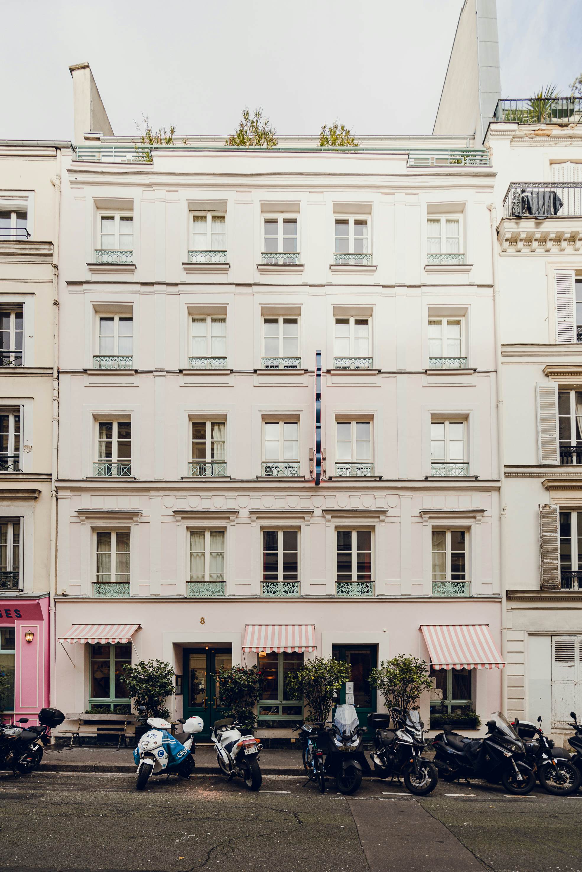 A building's white facade.