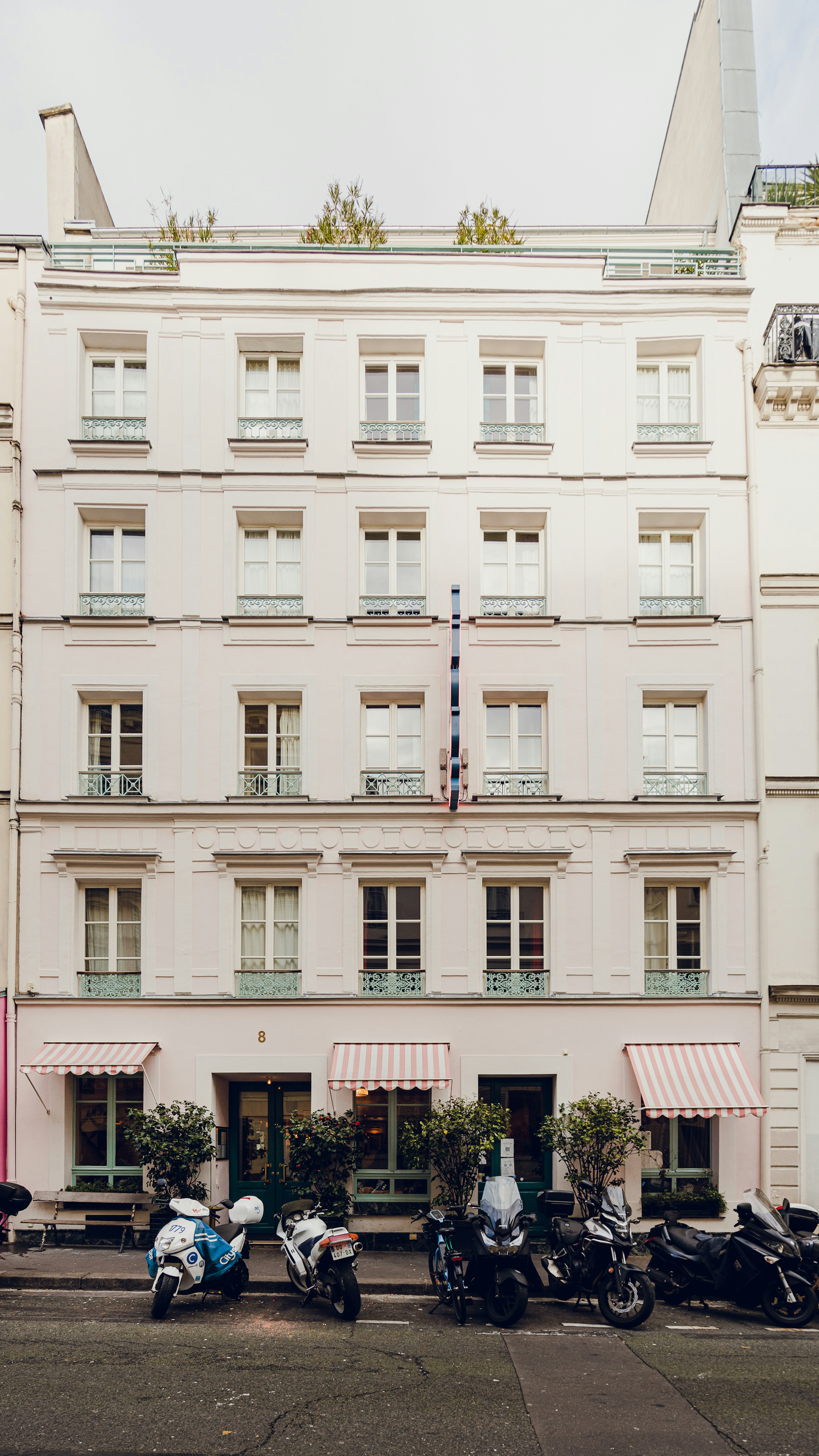 A building's white facade.