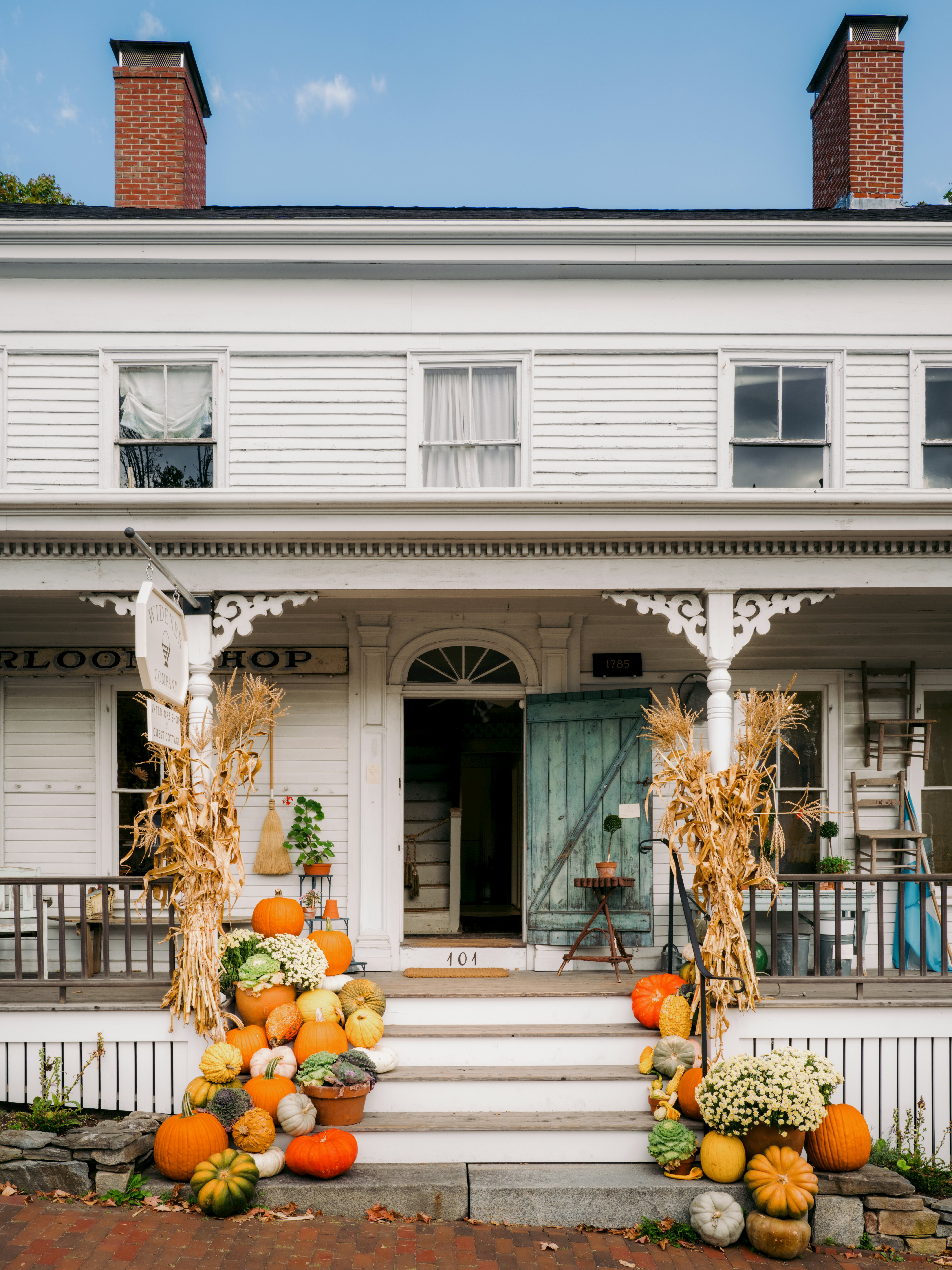 Wiscasset, Maine — October 2025
The front porch at Widener Company Guest Cottage, a bed & breakfast and storefront selling handmade baskets and other goods