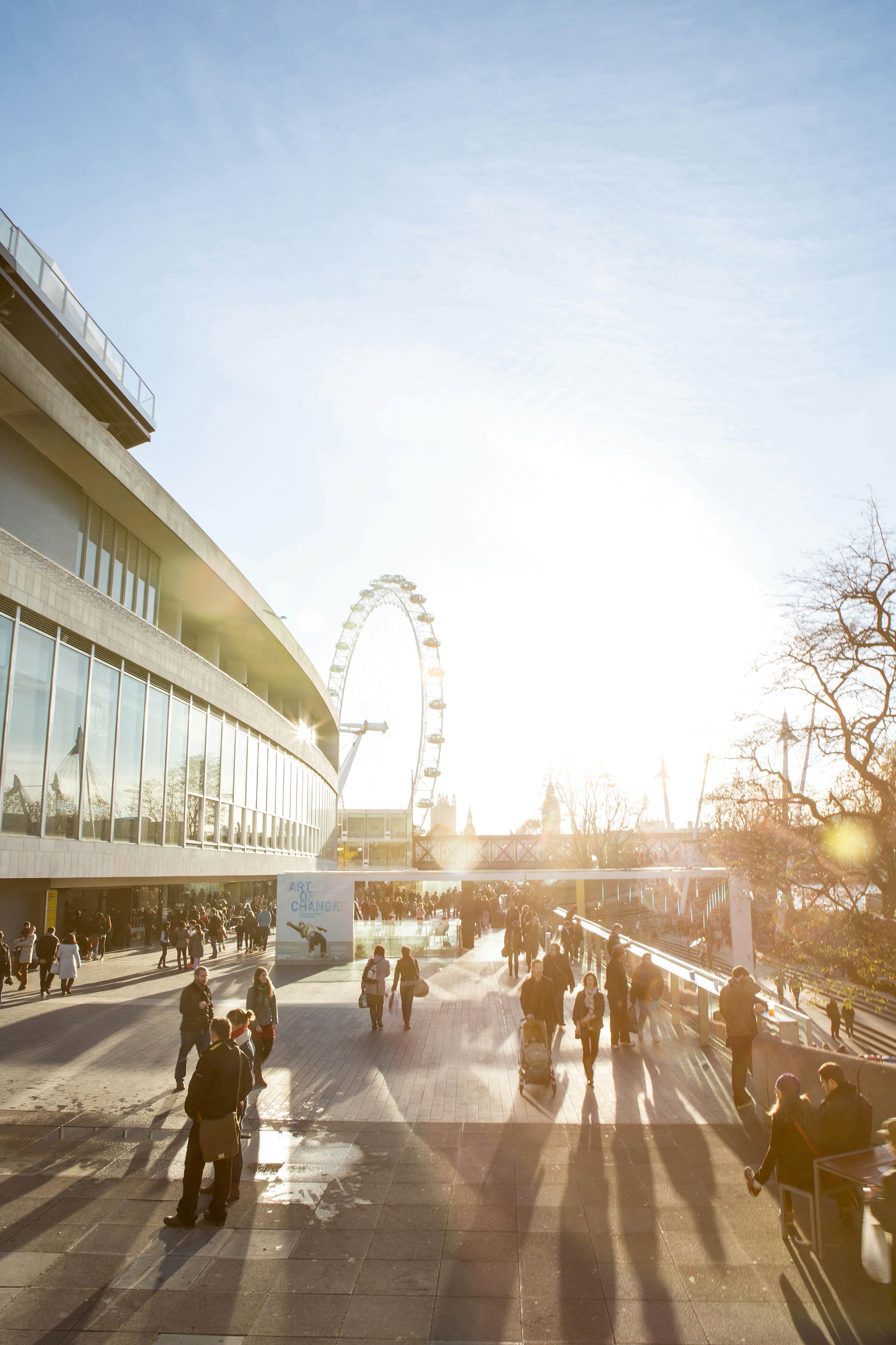 Royal Festival Hall and London Eye, Southbank.