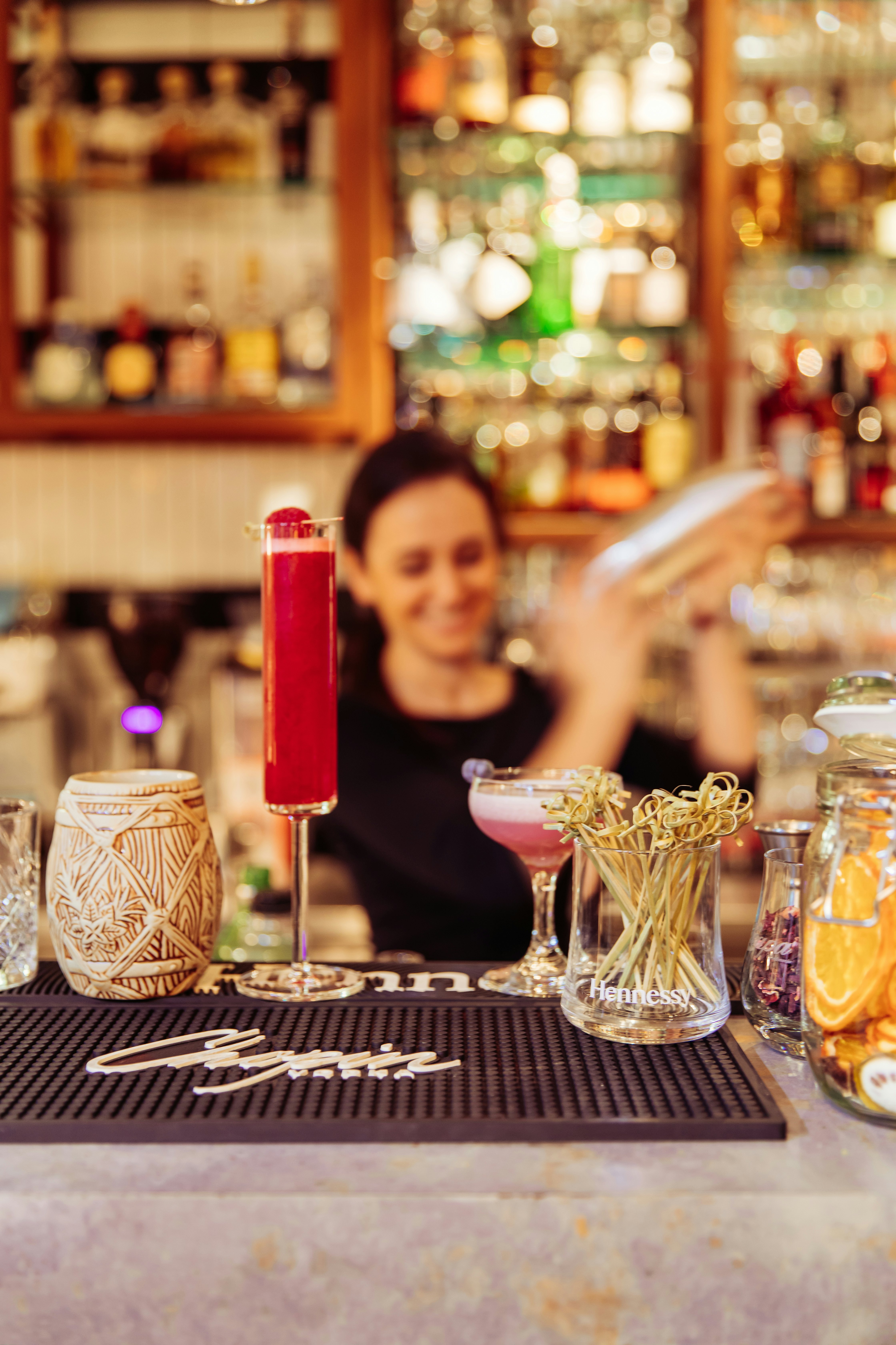 Cocktail on bar at Boccanera restaurant, Kraków