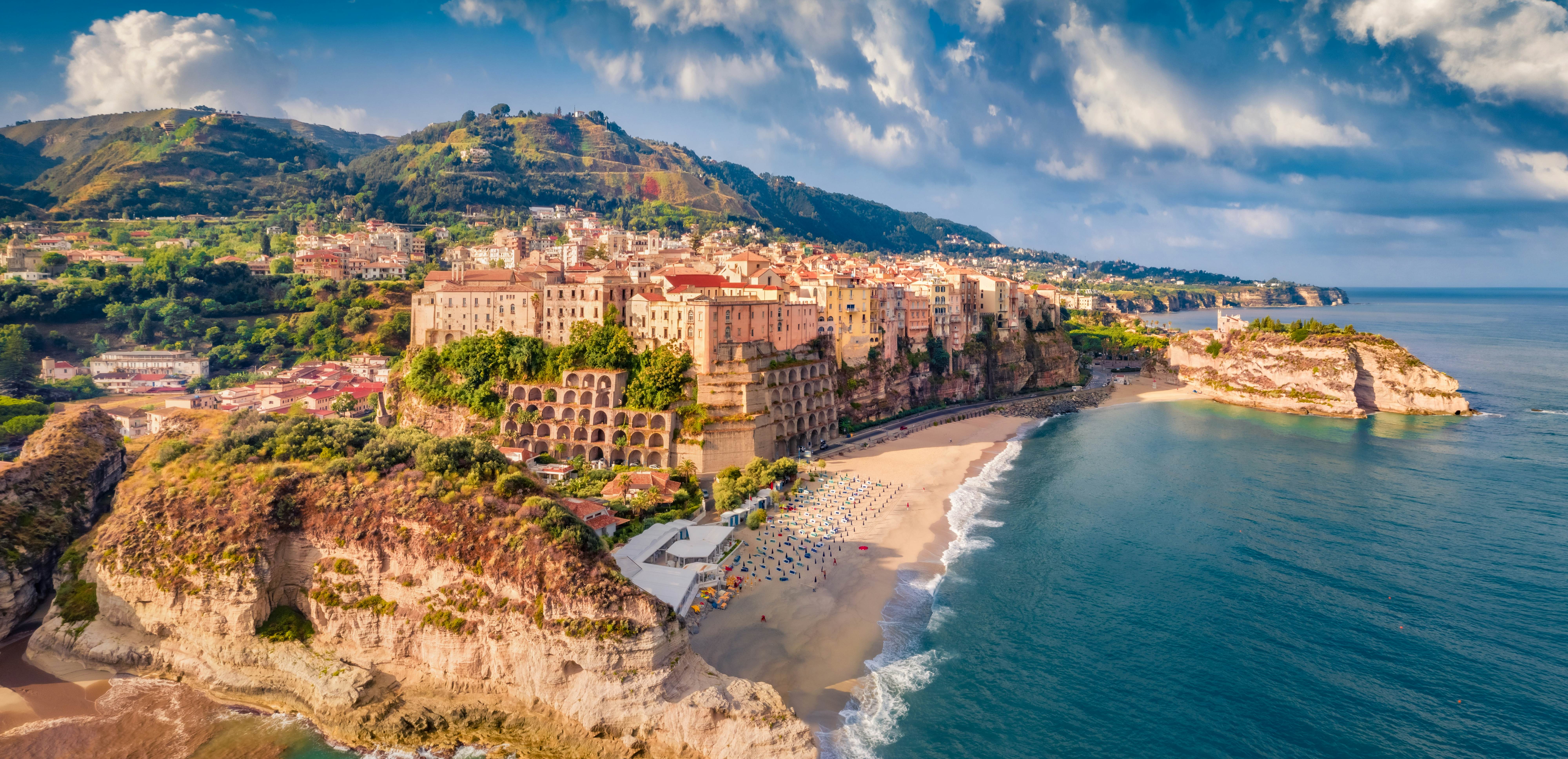 Marvelous morning cityscape of Tropea town, Italy, Europe. Stunning summer scene of east coast of Calabria. Attractive seascape of Mediterranean sea. Vacation concept background.   License Type: media  Download Time: 2023-07-19T16:07:25.000Z  User: FergalCo  Is Editorial: No  purchase_order:   