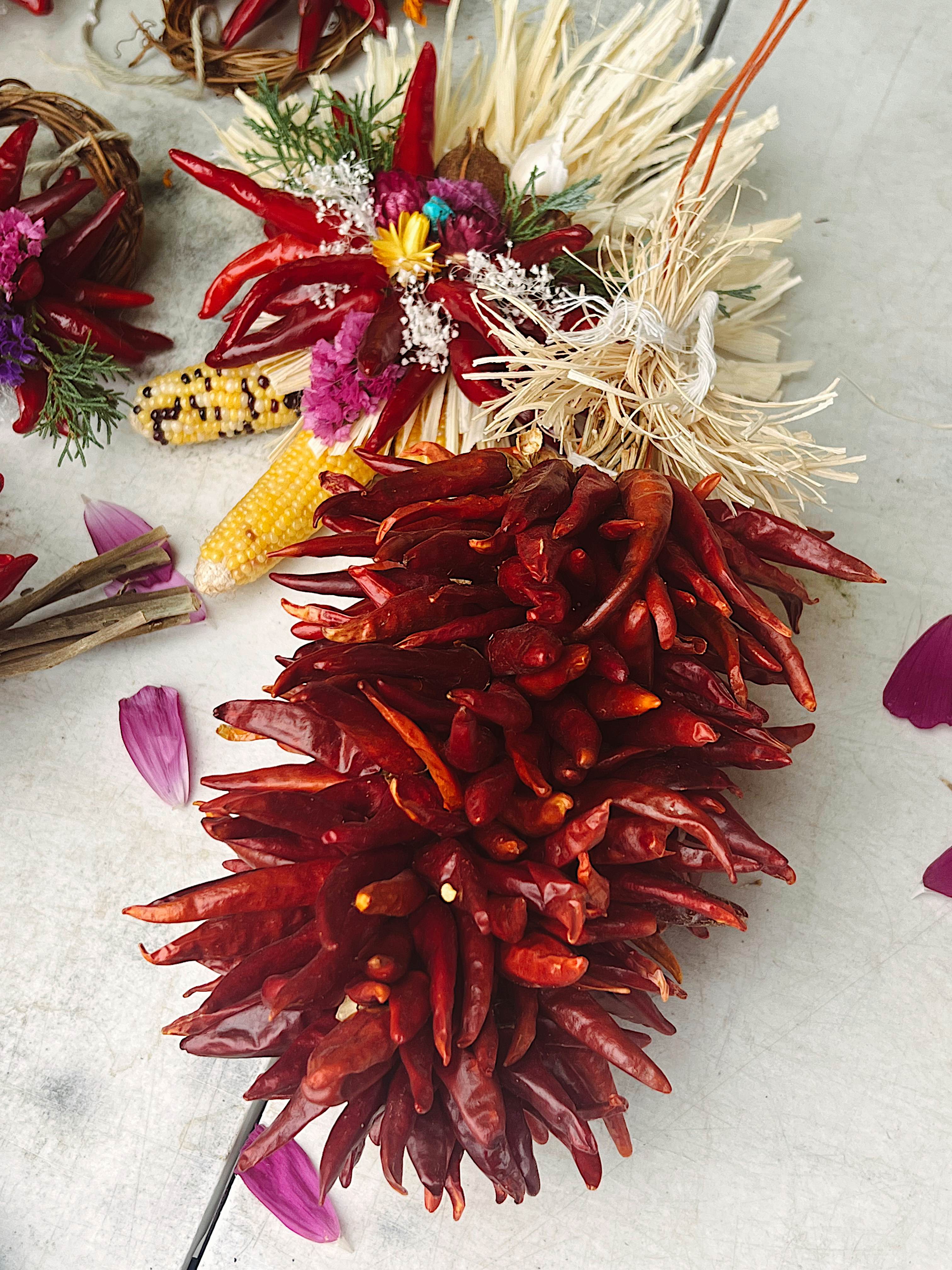 A bundle of dried red chiles.