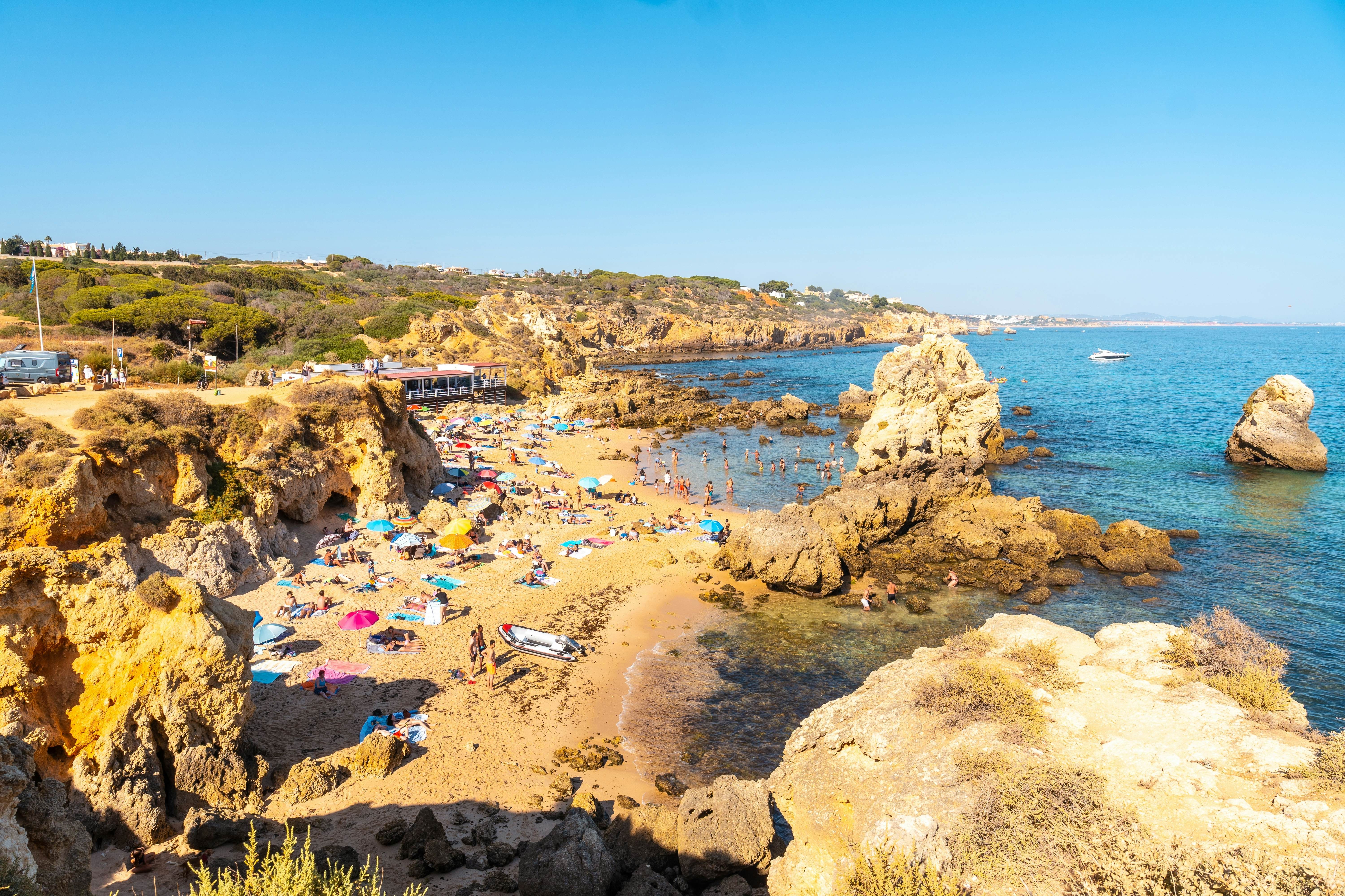 Albufeira, Algarve, Portugal: August 2022: People in summer at the beautiful Praia dos Arrifes, Algarve beach, Albufeira. Portugal, License Type: media, Download Time: 2025-11-07T20:57:27.000Z, User: LP_YKhanna, Editorial: true, purchase_order: 65050 - Digital Destinations and Articles, job: LP, client: App Content, other: Yuvraj Khanna