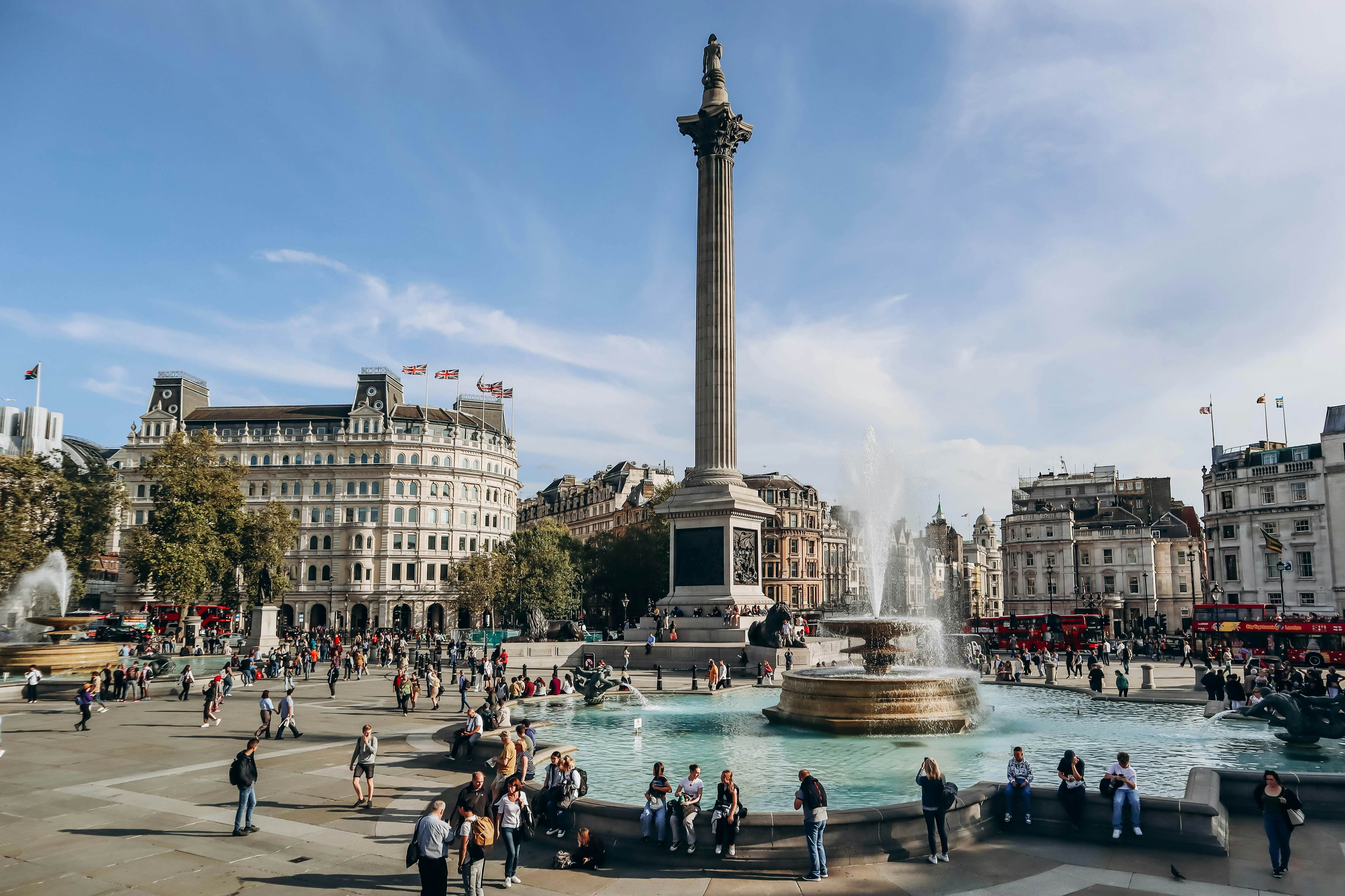 London, United Kingdom - September 25, 2023: Trafalgar Square, a public square in the City of Westminster, Central London, License Type: media, Download Time: 2025-07-28T19:33:08.000Z, User: katelyn.perry_lonelyplanet, Editorial: true, purchase_order: 65050 - Digital Destinations and Articles, job: wip, client: app, other: Katelyn Perry
