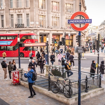 LONDON, OCTOBER 6, 2023: Elevated view of Oxford Circus, world famous landmark and shopping destination in London's West End, License Type: media, Download Time: 2025-03-12T13:45:38.000Z, User: rhylton_redventures, Editorial: true, purchase_order: 56530 - Guidebooks, job: Lonely Planet, client: Lonely Planet WIP, other: Rhianydd Hylton