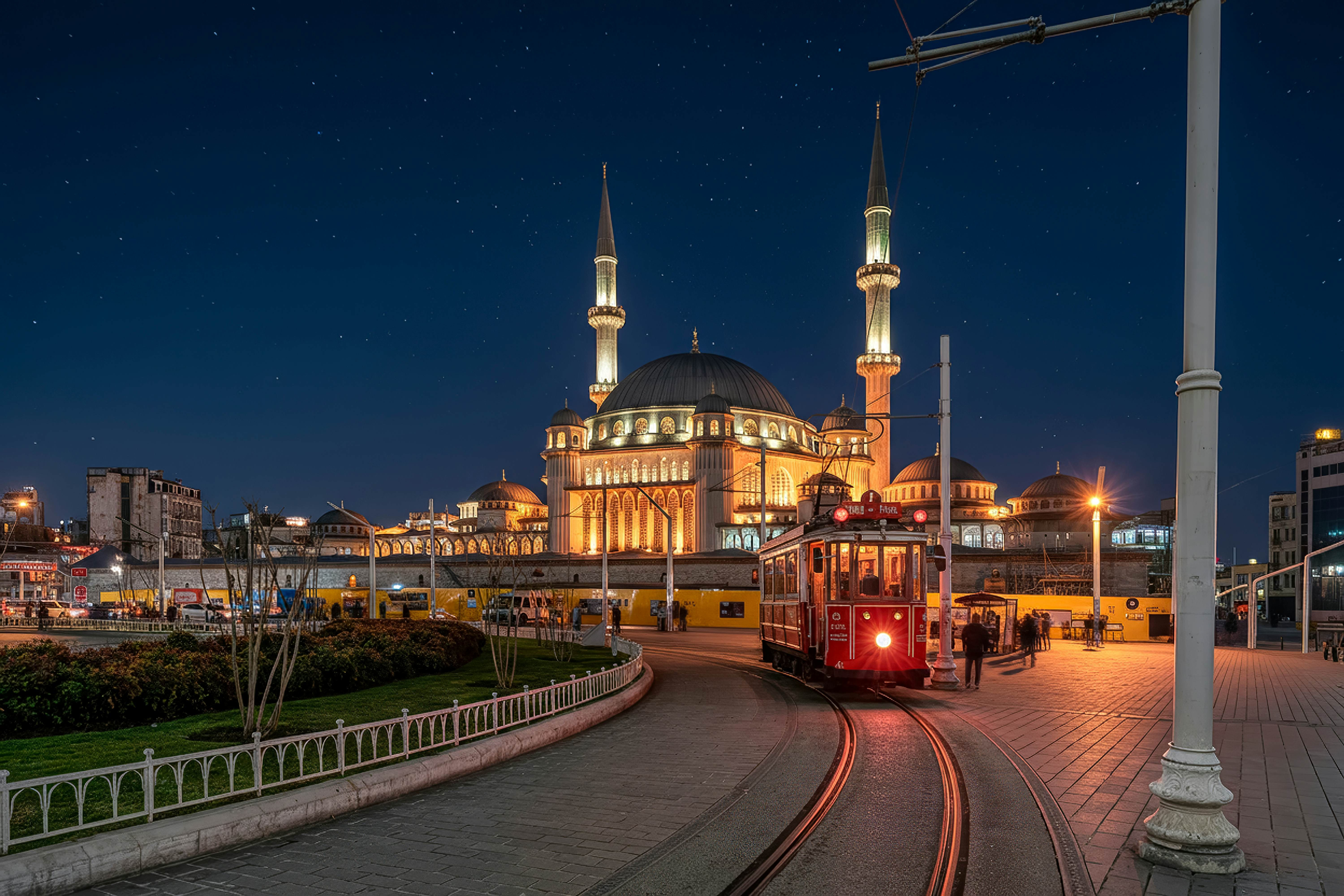 Istanbul, Turkey - March 22, 2024 : Taksim Square night view in Istanbul. Taksim is the main tourist attraction in Istanbul., License Type: media, Download Time: 2026-02-23T19:39:02.000Z, User: Malecia.Elamin_Lonelyplanet, Editorial: true, purchase_order: 65050 - Digital Destinations and Articles, job: Online editorial, client: Best neighborhoods in Istanbul, other: Malecia Walker