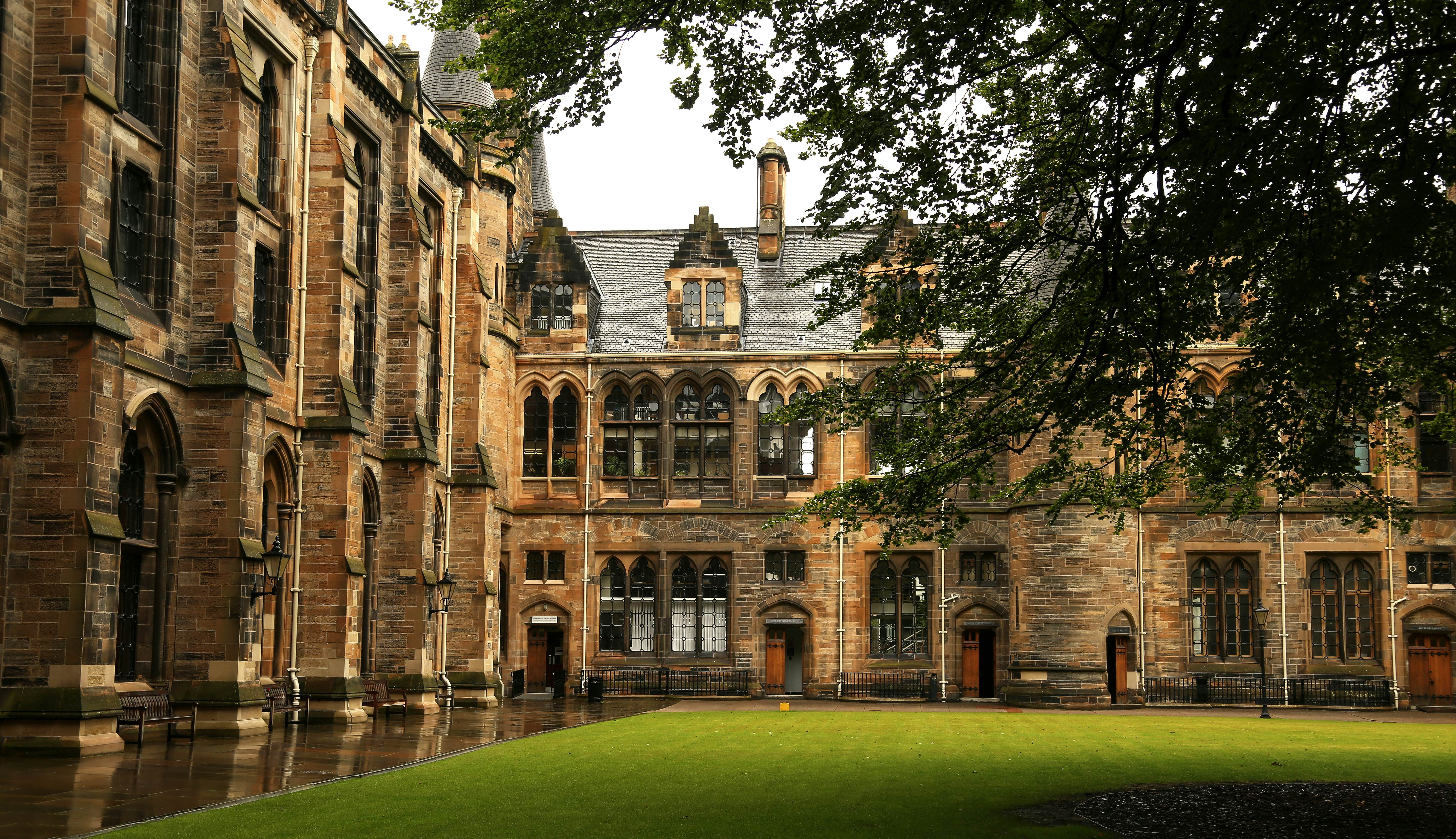 An inner courtyard of a historic university building