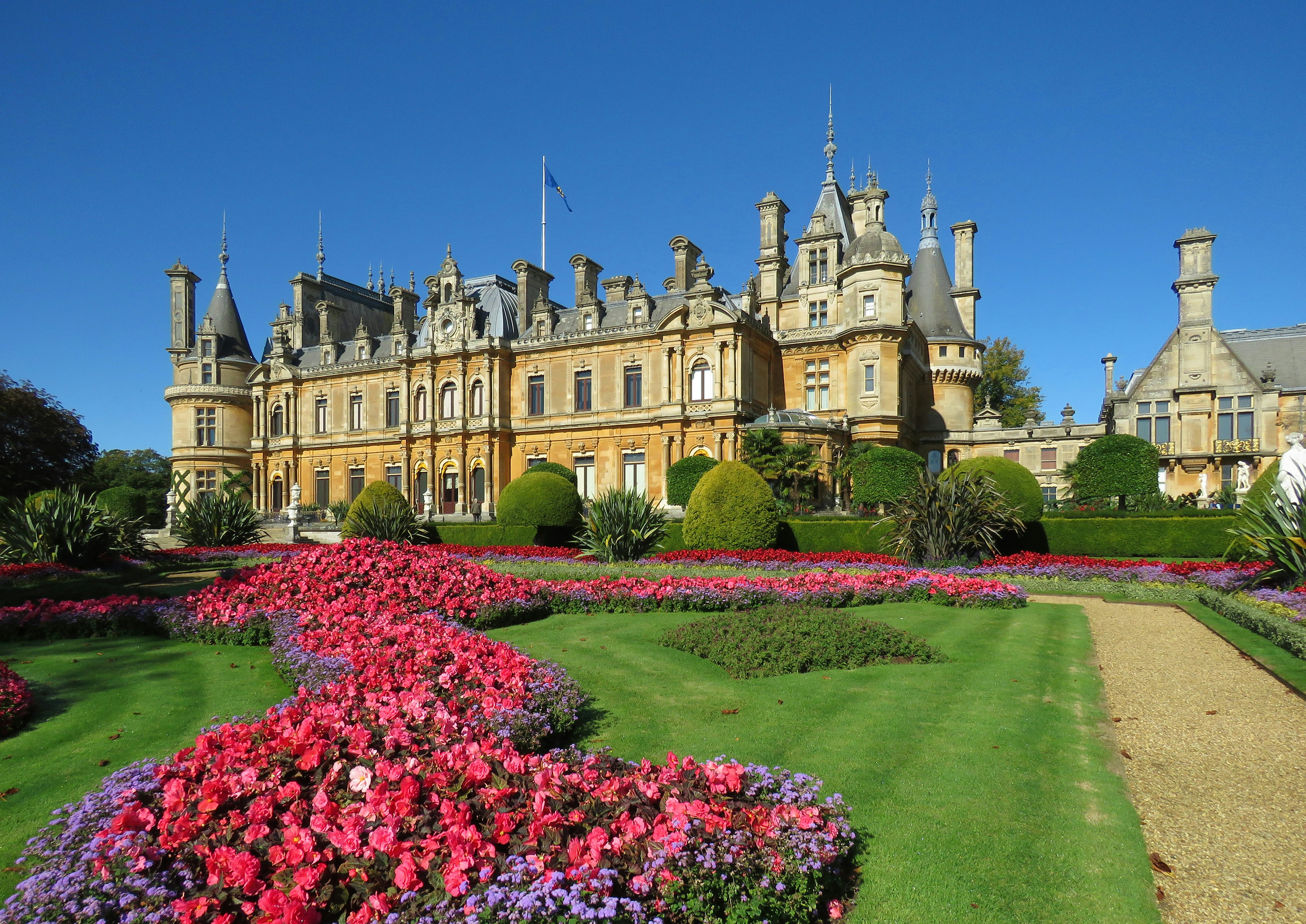 Waddesdon Manor House and gardens in Buckinghamshire. The house and gardens are open to the public in spring and summer